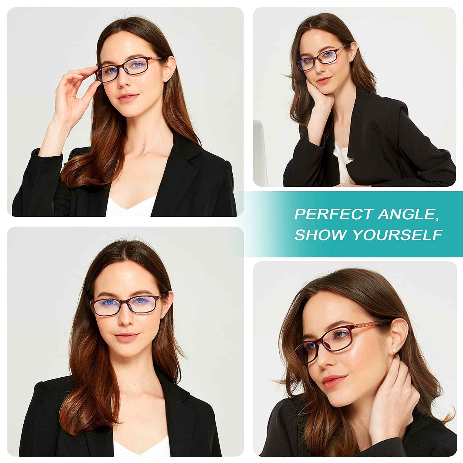 Lightweight Flexible Reading Glasses for Women +1.75 Magnification - Blue Light Blocking Computer Eyeglasses with Hard Case - Perfect for Office Work, Screen Time & Reading Books