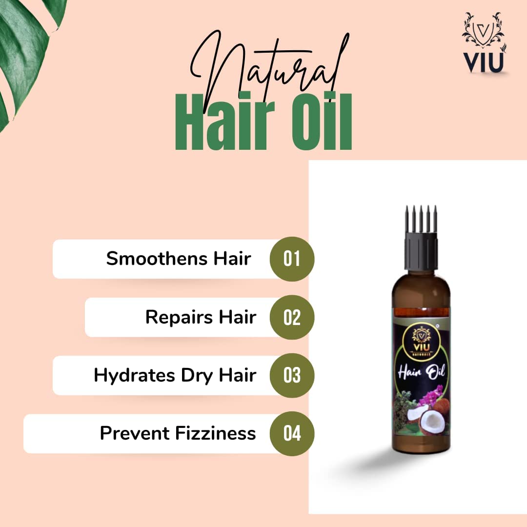 VIU Naturals Red Onion & Coconut Butter Hair Growth Oil - 50ml | Reduces Hair Fall & Promotes Healthy Hair Growth | Perfect for Daily Scalp Massage & Damaged Hair Treatment