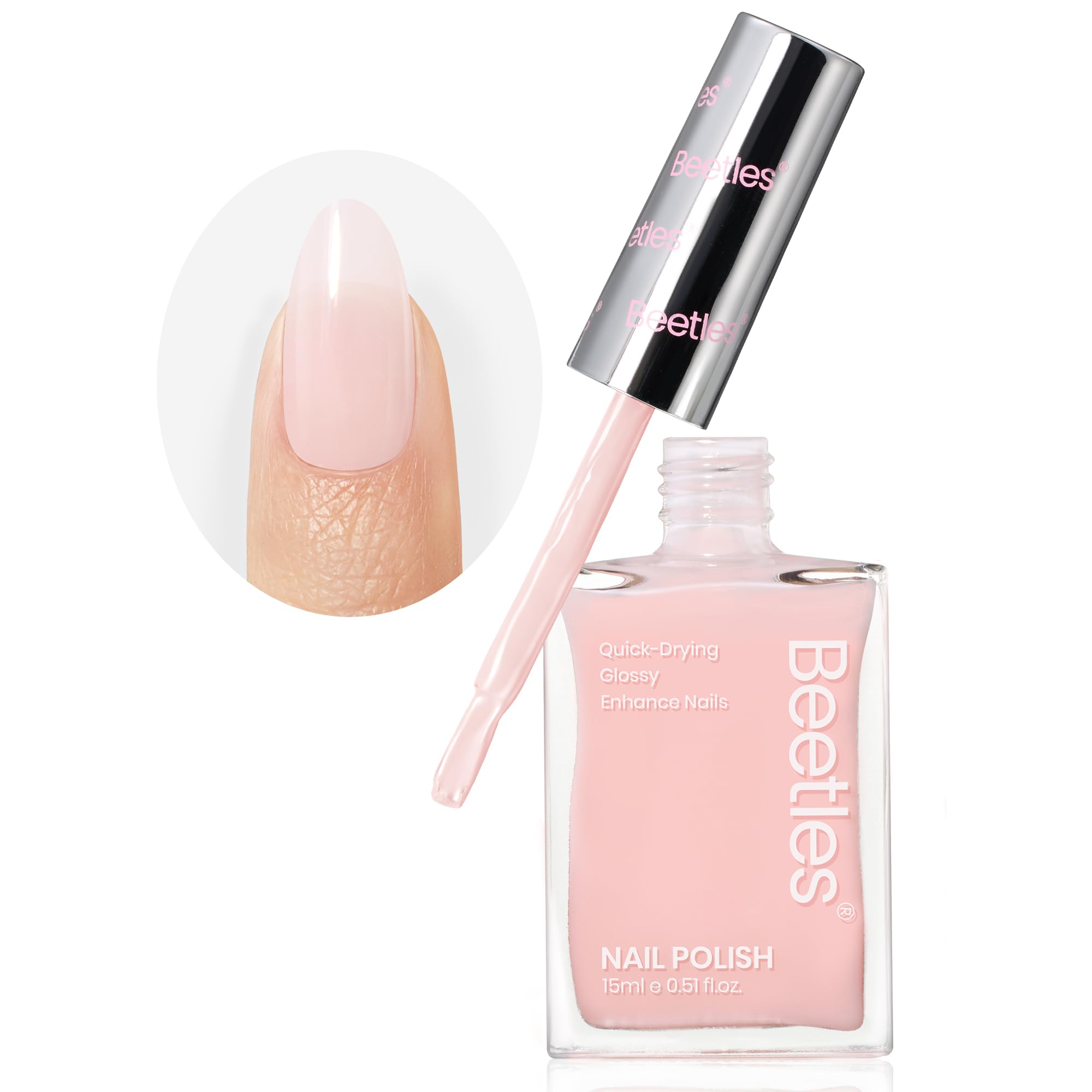 Beetles Nail Polish - Light Pink Natural Nail Concealer | Fast Drying, Strengthening & Growth Treatment for Thin & Damaged Nails | 0.51 Fl Oz | Perfect for Salon-Quality Manicures at Home & Everyday Wear