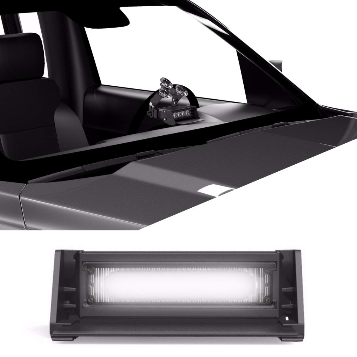 SpeedTech Lights Striker TIR 1 Head High Intensity LED Strobe Light Bar for Emergency Vehicles - Dash/Windshield Mount with Cigarette Lighter Plug - Clear Warning Lights for Police, Fire Trucks & Construction Vehicles - Perfect for Roadside Emergencies & Hazard Signaling