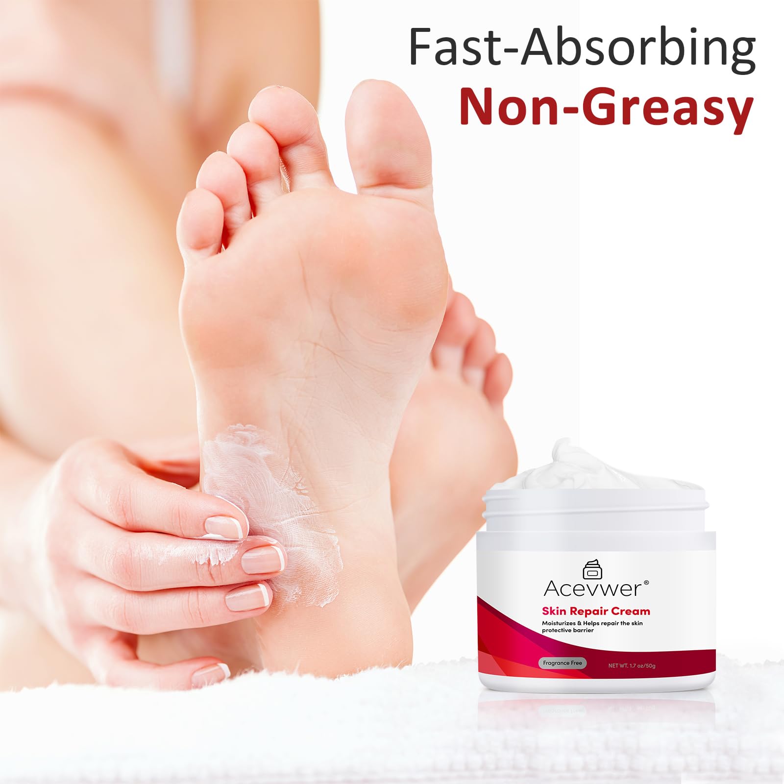 Fast-Acting Foot Cream for Dry Cracked Heels - Moisturizing Treatment for Itchy Skin & Irritation - 1.7 oz - Perfect for Daily Foot Care & Cracked Heel Repair at Home or On-The-Go
