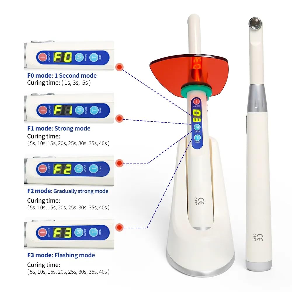 Professional White LED Curing Light for Dental Lab - Wireless, 1 Second Fast Cure, 50Hz Frequency - Perfect for Dental Restorations & Cosmetic Procedures