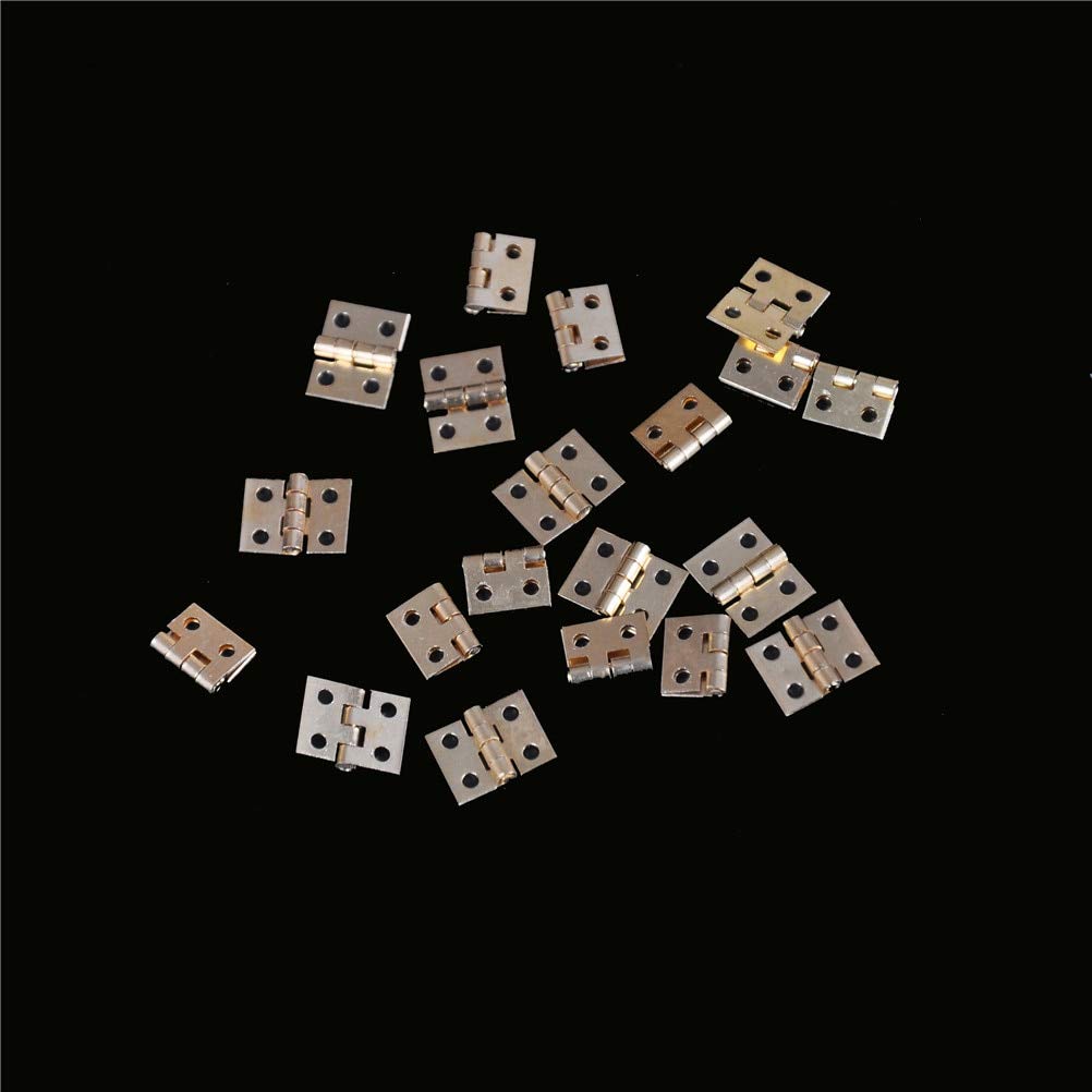20Pcs Brass Plated Cabinet Hinges 8mmx10mm - Mini Decorative Hinges for Jewelry Box, Wooden Cabinet & Furniture Repair - Durable Small Hardware Accessories for DIY Projects & Home Improvement