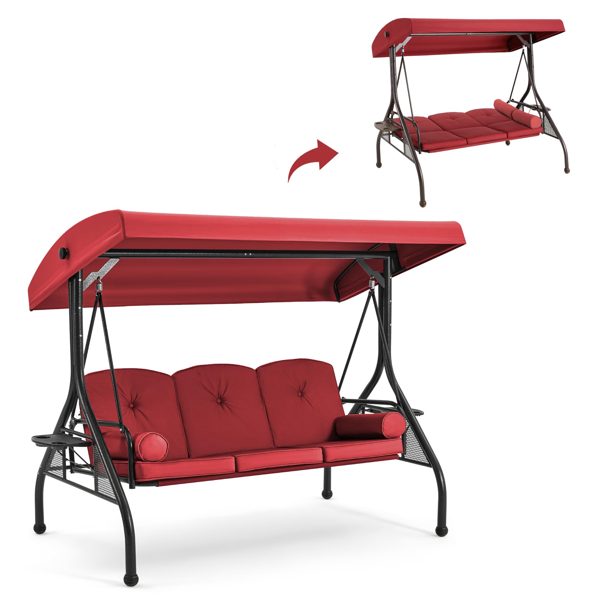 GYUTEI 3-Seat Outdoor Patio Swing with 1.5