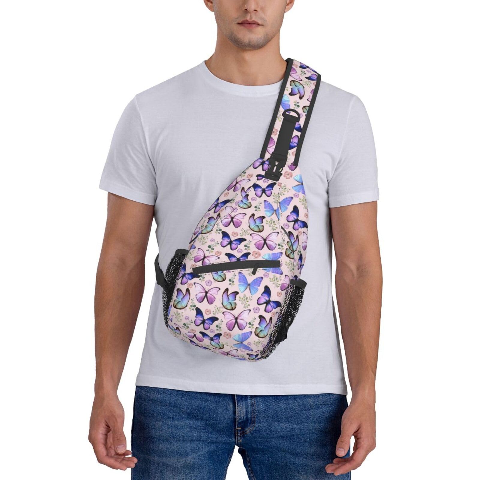 Butterfly Sling Bag Crossbody Backpack for Women & Men - Lightweight Travel Hiking Shoulder Chest Bag, Unisex Daypack for Outdoor Activities, Commuting and Daily Use