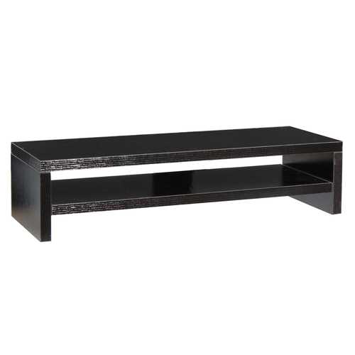 Black & White Wooden Monitor Stand Riser - Adjustable Desktop Shelf for Computer Monitors & Laptops - Perfect for Home Office & Workspace Organization