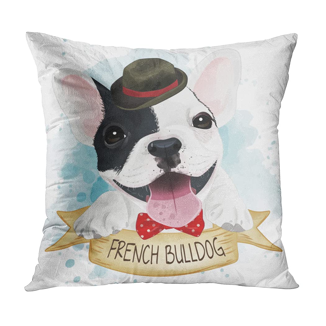 Set of 4 French Bulldog Pillow Covers 18x18 Inch - Cute Square Throw Pillow Cases for Sofa, Bed, Couch | Home Decor Accent for Living Room, Nursery & Pet Lover Gifts