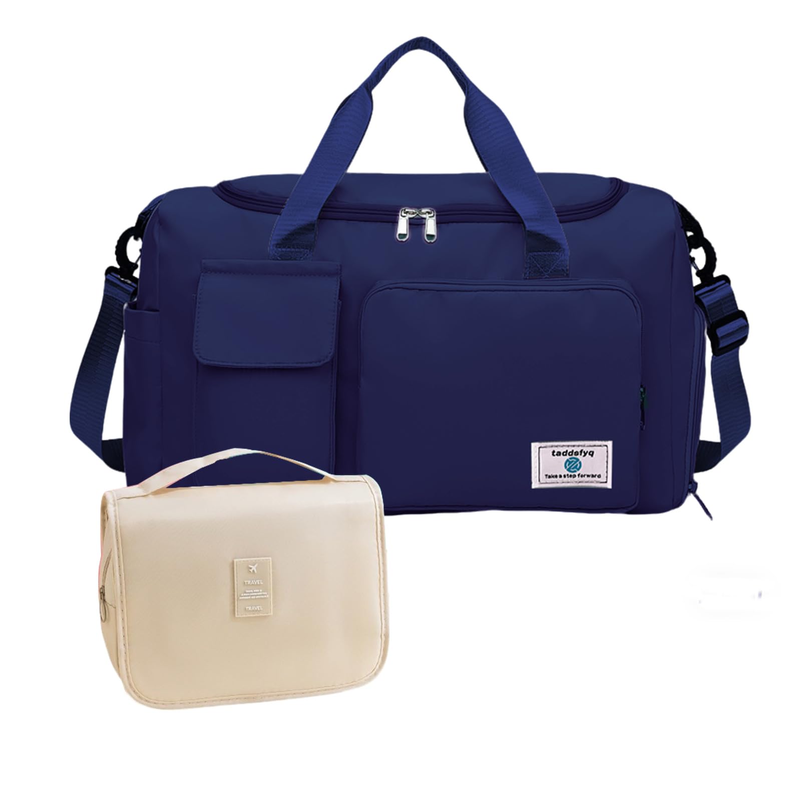 Women's Small Foldable Gym Duffle Bag - Lightweight Travel Weekender Bag for Fitness, Workout & Overnight Trips - Perfect for Gym, Yoga, Sports & Weekend Getaways (Dark Blue)