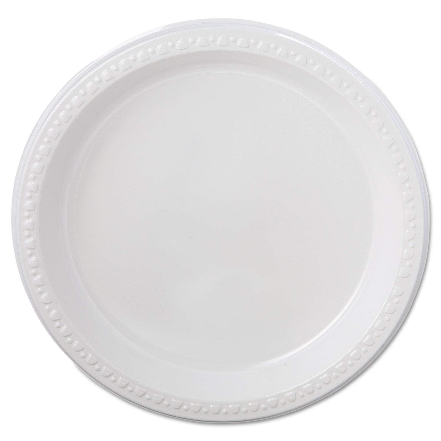 Chinet 81209 Heavyweight Plastic Plates - 9 Inch White Disposable Plates (Pack of 125, Case of 4) - Durable Dinner Plates for Parties, Picnics & Catering Events
