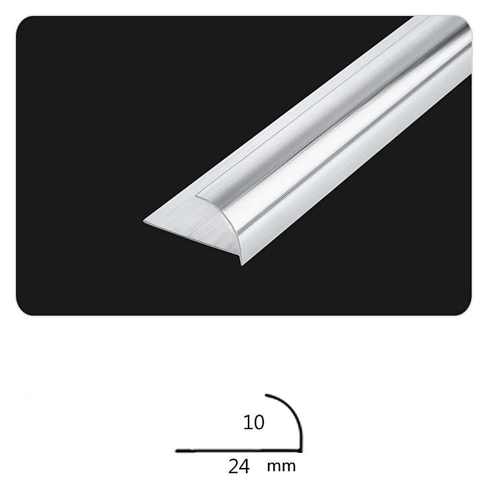 10 x Heavy Duty Round Edge Aluminum Tile Trim 10mm - Perfect for Bathroom, Kitchen, and Shower Wall Edging