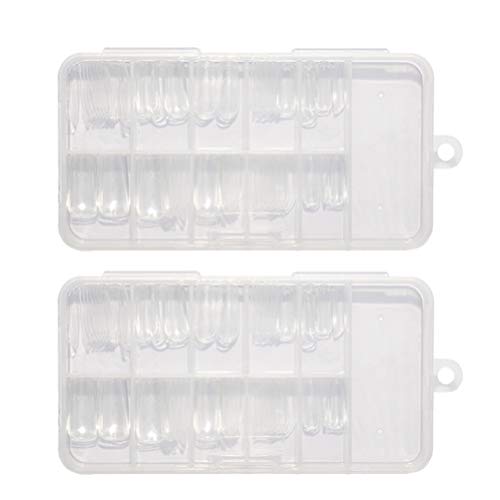 Beaupretty 200pcs Long Acrylic Fake Nails - Full Cover False Nail Tips in French Stiletto & Square Shapes for Salon & DIY Manicures (Clear) - Perfect for Parties, Weddings & Special Occasions