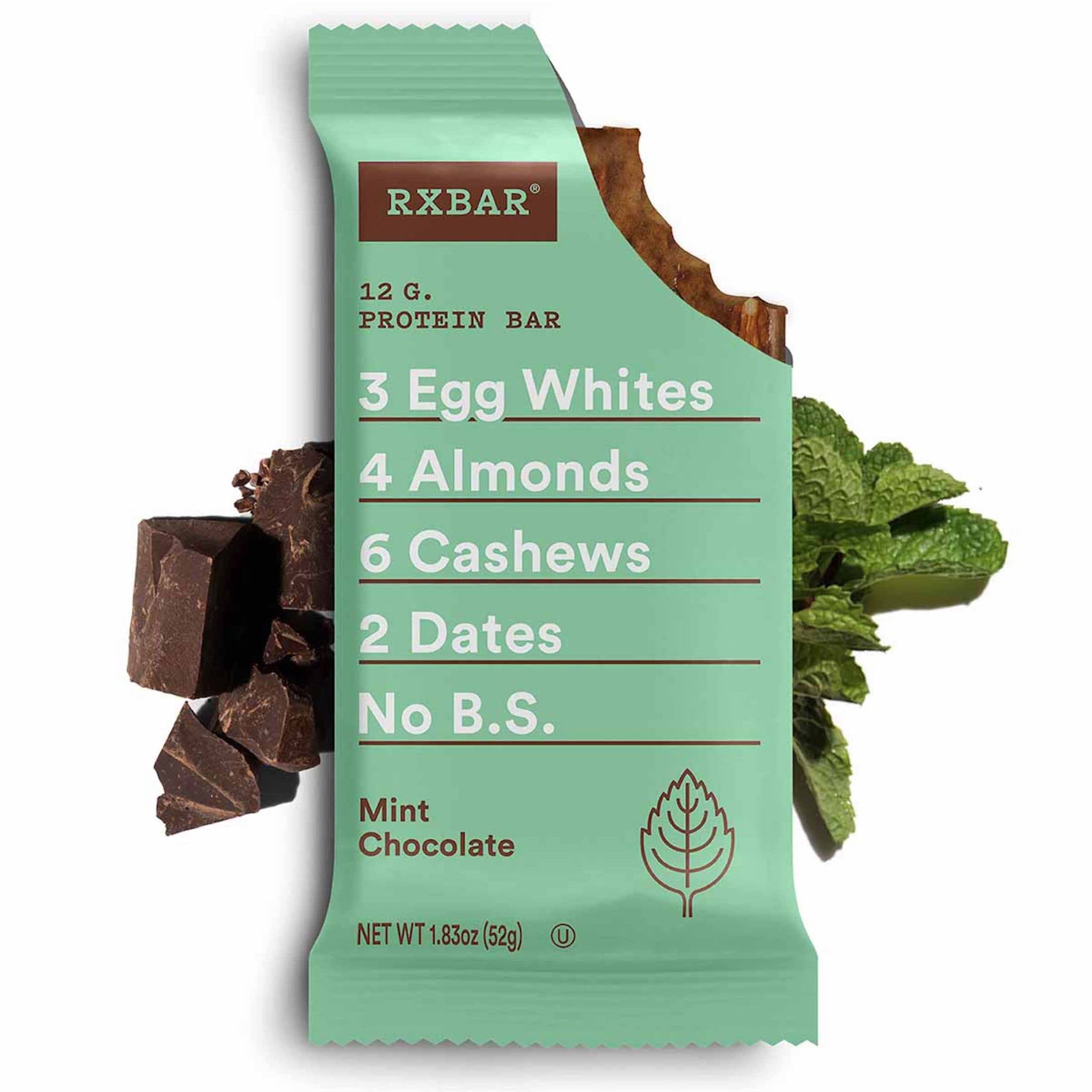 RXBAR Protein Bars - Mint Chocolate Flavor, 22oz Box (12 Bars) | High Protein Snack for Workout Recovery, Healthy On-the-Go Breakfast & Travel Snacks