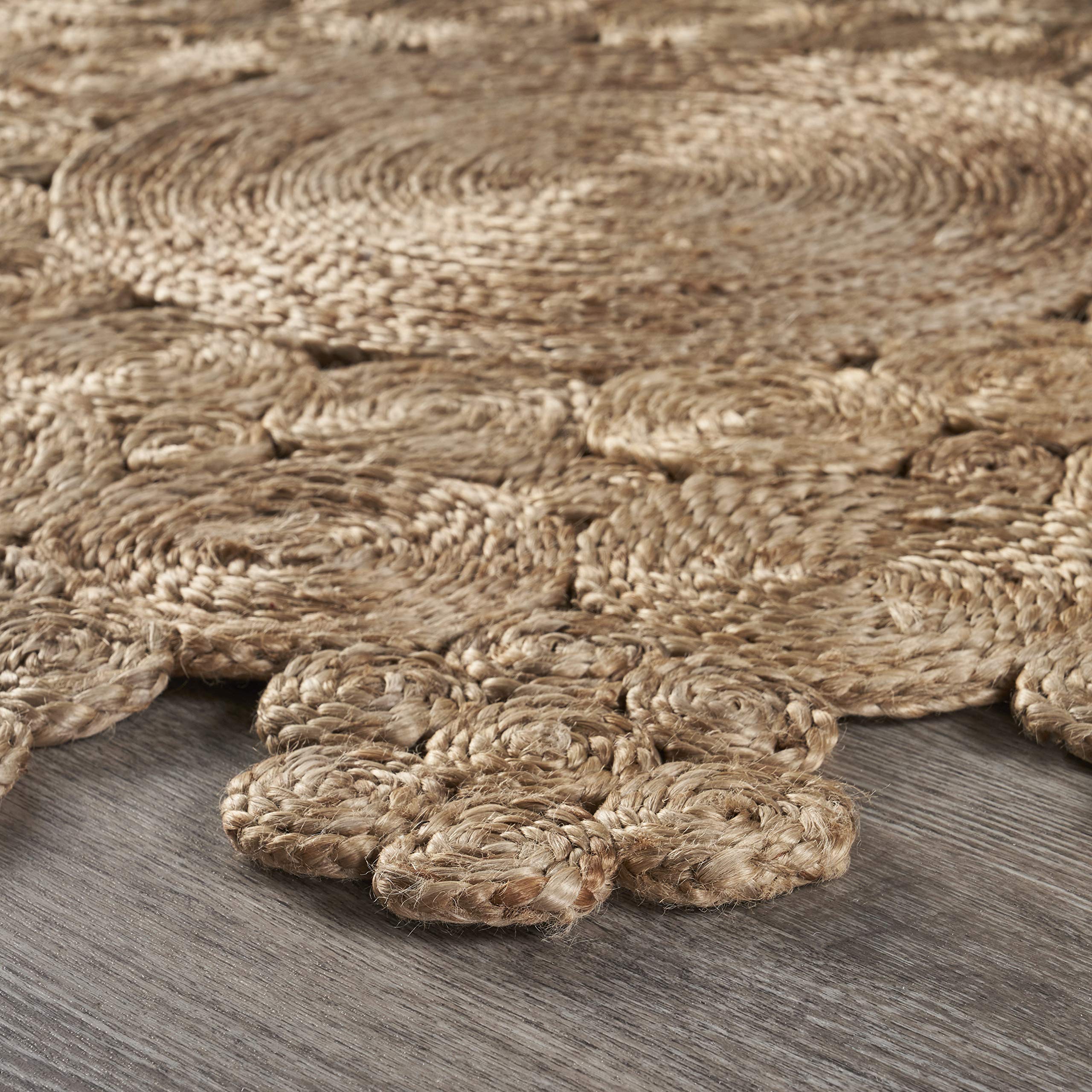 Natural Jute 4ft Round Area Rug - Boho Farmhouse Decor for Living Room & Bedroom