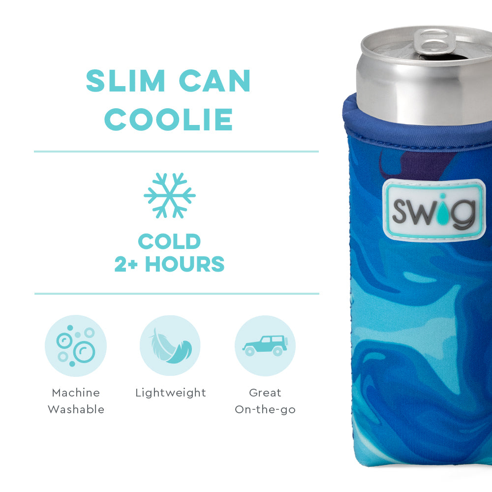 Blue Lagoon Slim Can Cooler - Insulated Can Holder for Beer, Soda & Beverages - Perfect for Beach, Pool Parties & Outdoor Events