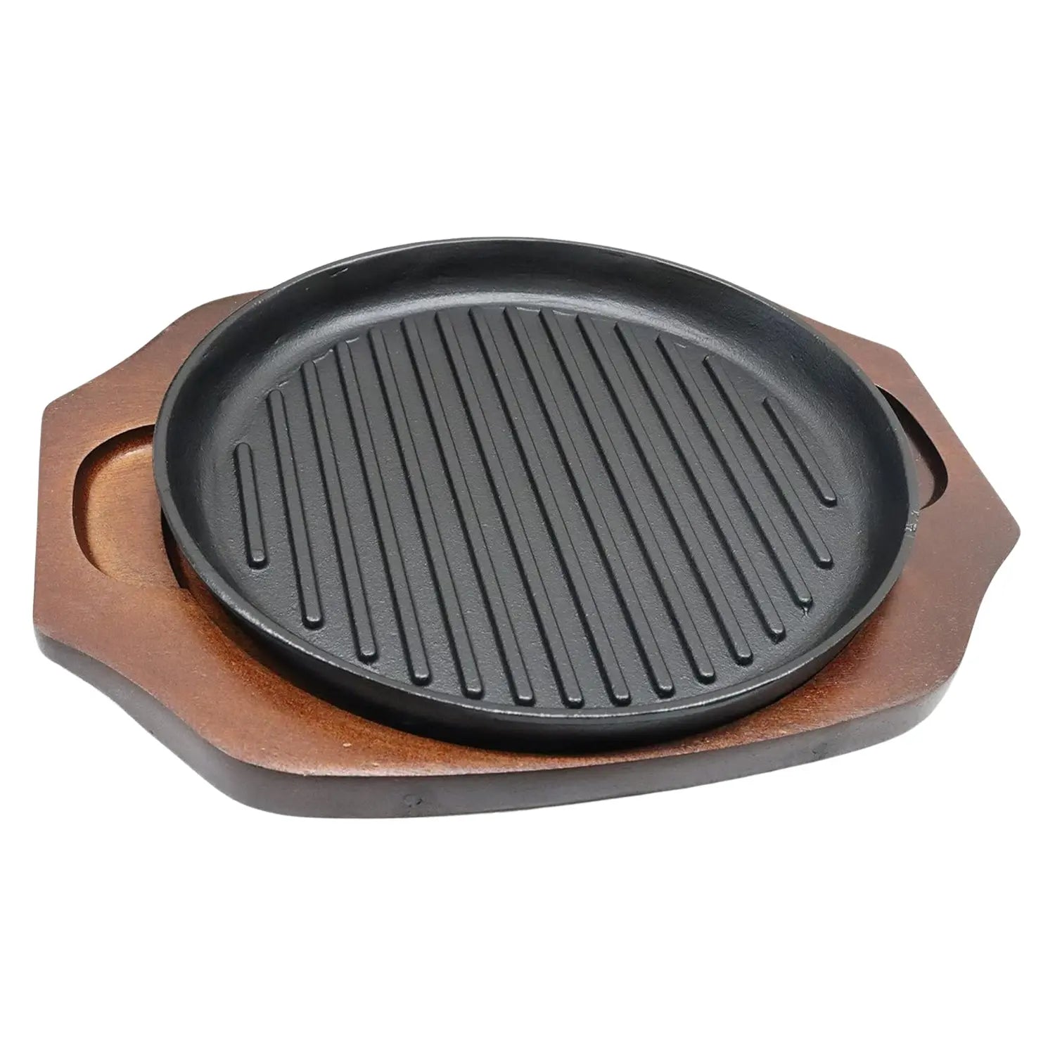 Premium Asahi Chuzo Cast Iron Round Grill Sizzler Platter - Authentic Japanese Teppanyaki & Hibachi Cooking Plate for Steak, Seafood & Vegetables - Perfect for Home BBQ, Camping & Outdoor Dining