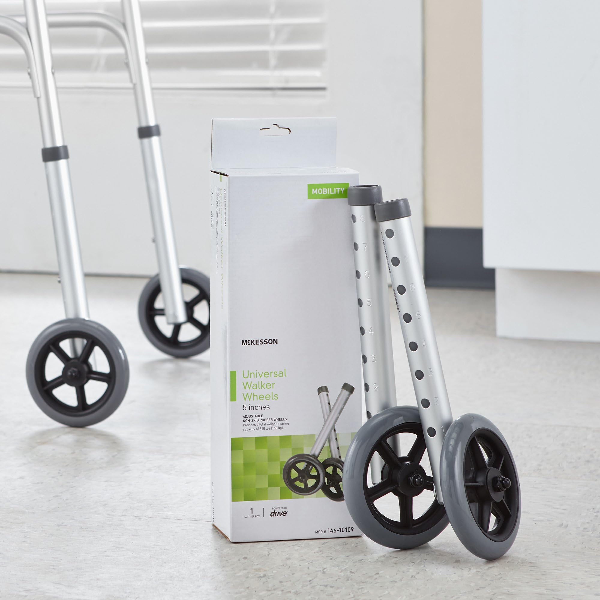 McKesson Universal Walker Wheels - Adjustable 5-Inch Caster Wheels (25 Pairs) - Ideal for Mobility Walkers, Rollators, and Medical Equipment Replacement