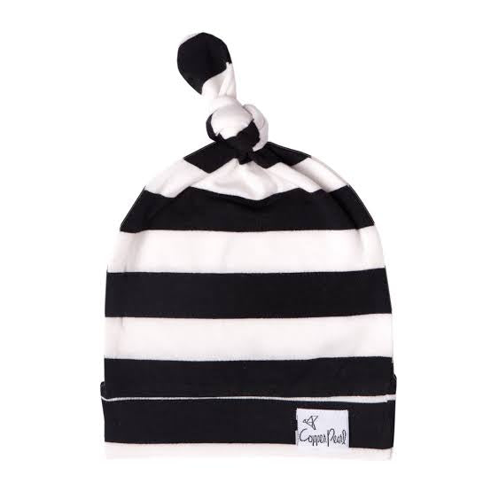 Copper Pearl Baby Top Knot Hat 0-4 Months - Classic Striped Newborn Beanie for Girls & Boys - Perfect for Photography, Outfits & Outdoor Adventures