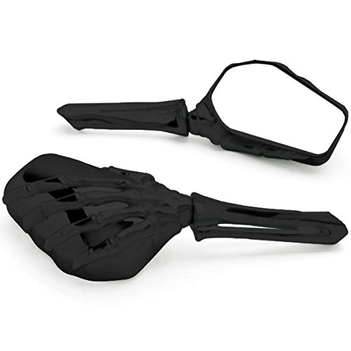 Krator Custom Black Motorcycle Skeleton Bone Mirrors for Victory Vision Street Tour - Universal Fit, Durable Design for Enhanced Safety and Style on Road Trips & Cruising