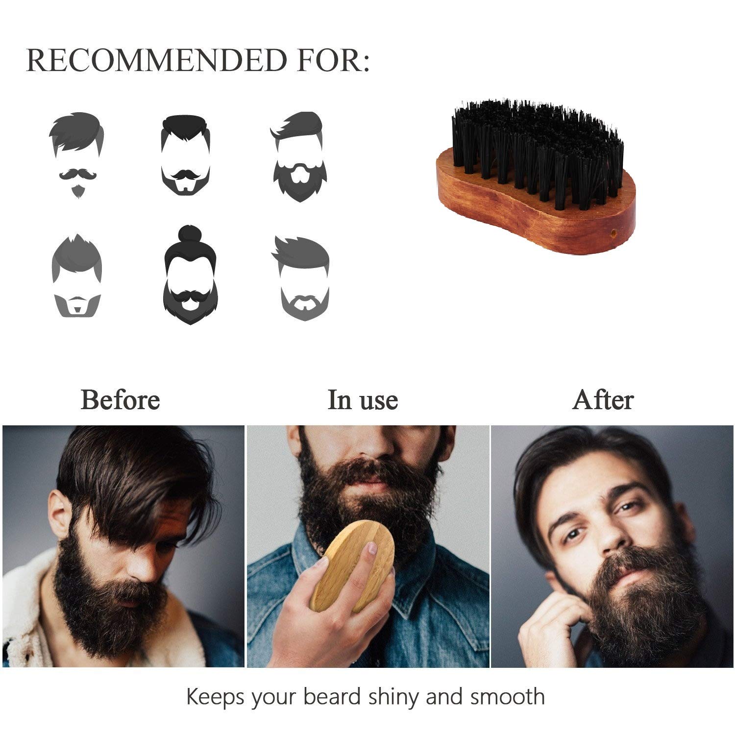 Premium Castor Oil Hair Brush for Men & Boys - Natural Styling & Scalp Care - Perfect for Daily Grooming & Styling at Home or Salon