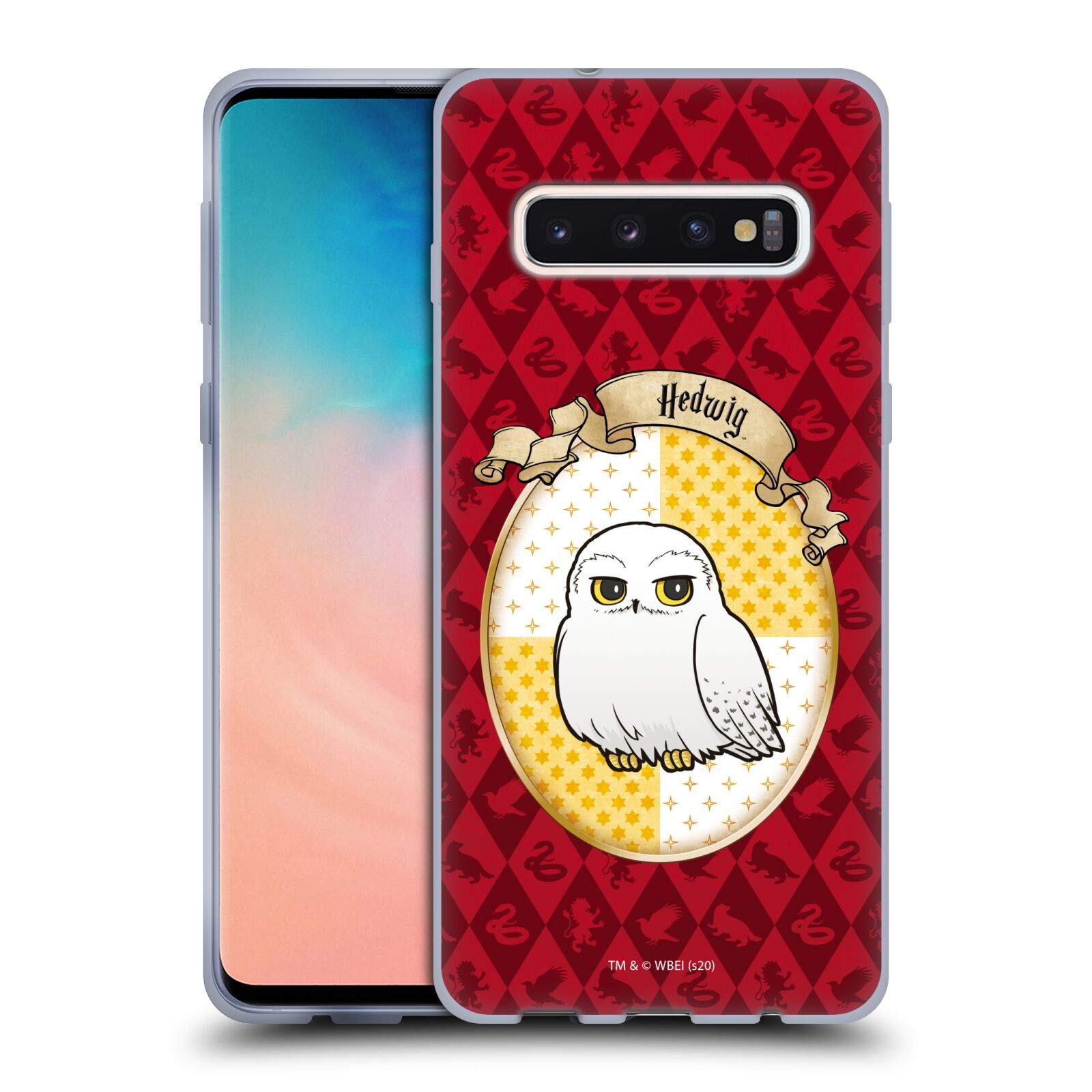Harry Potter Hedwig Deathly Hallows Soft Gel Case for Samsung Galaxy S10 - Officially Licensed by Head Case Designs, Perfect for Fans, Daily Use, and Gift Giving