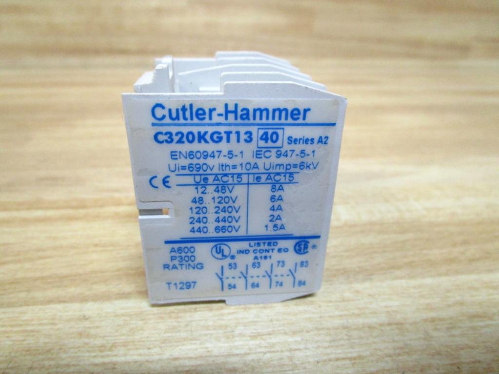 Eaton Cutler Hammer C320KGT13 Auxiliary Contact Block - Heavy Duty Electrical Contactor Accessory for Industrial Equipment & Motor Control Systems