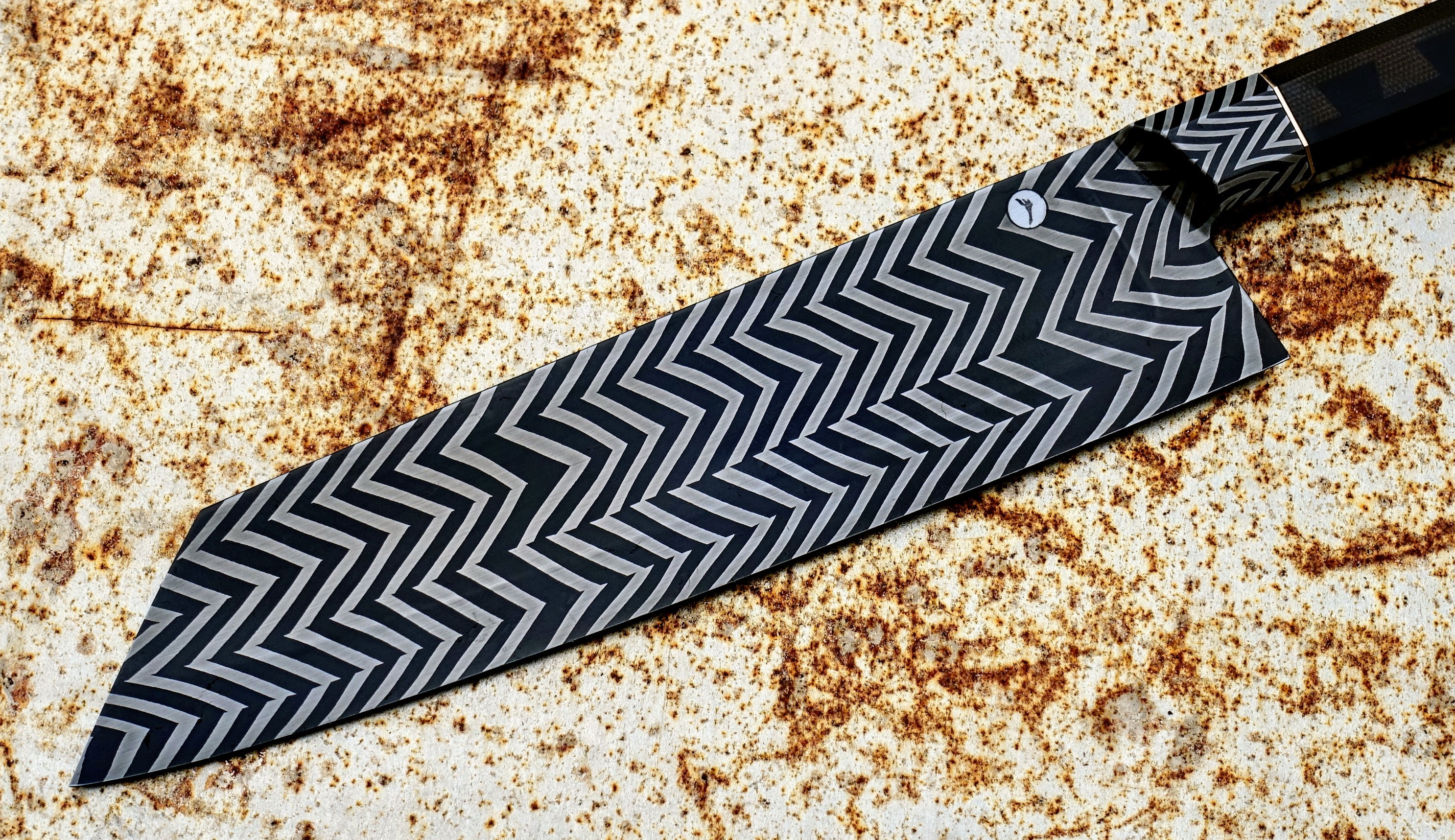 Premium 240mm Herringbone Pattern Integral K-Tip Gyuto Japanese Chef Knife by Salem Straub - Perfect for Sushi, Meat Slicing & Precision Vegetable Cutting