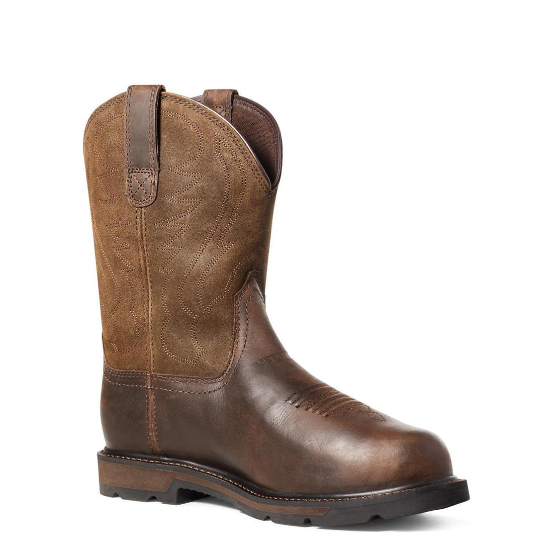 Groundbreaker Steel Toe MetGuard Work Boots for Men - Brown Safety Shoes with Electrical Hazard Protection, Slip Resistant & Comfortable for Construction, Warehouse & Outdoor Work