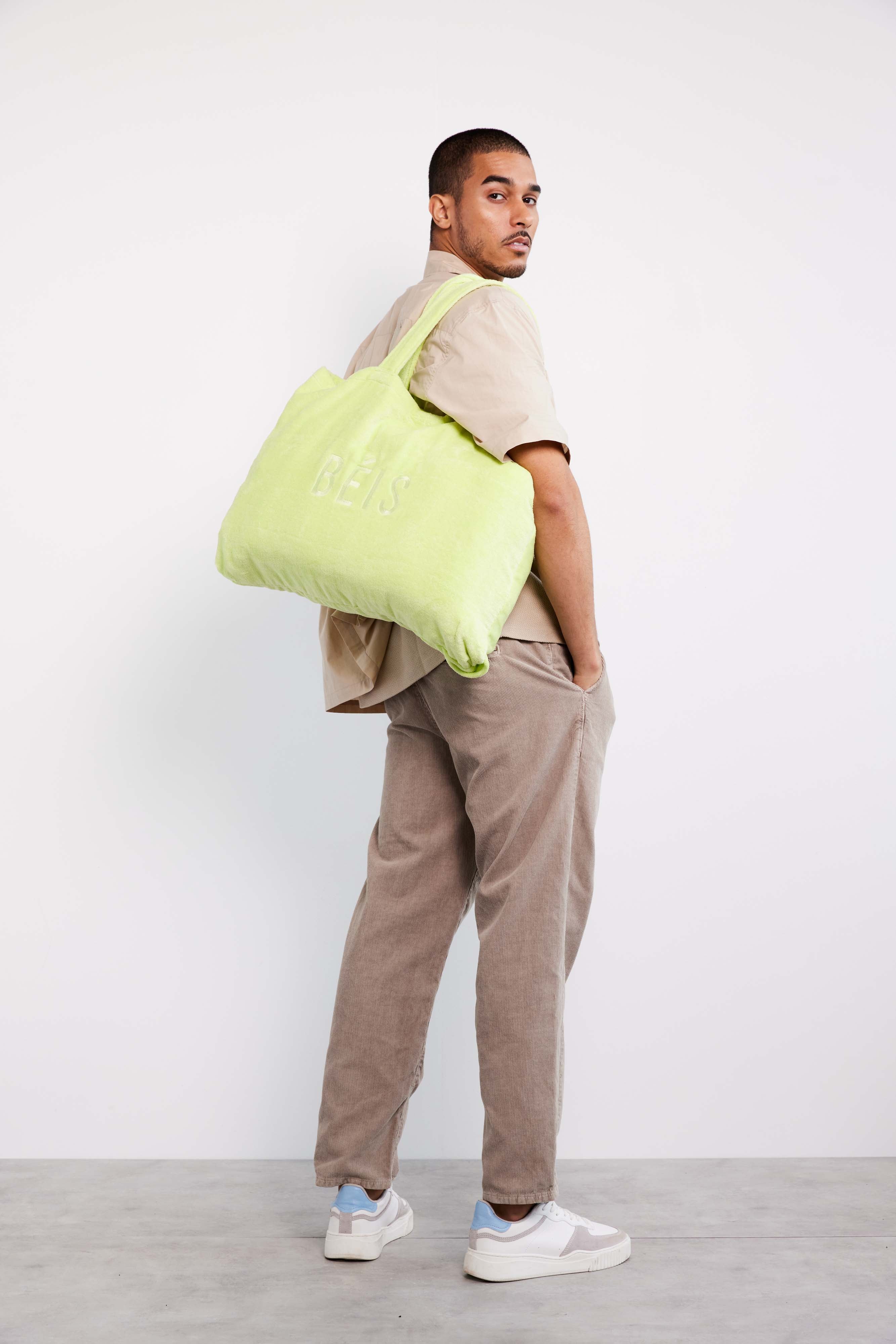 Organic Cotton Terry Towel Tote Bag in Citron - Eco-Friendly Beach Bag for Women, Gym Tote & Grocery Shopping - Perfect for Pool, Yoga & Travel Accessories