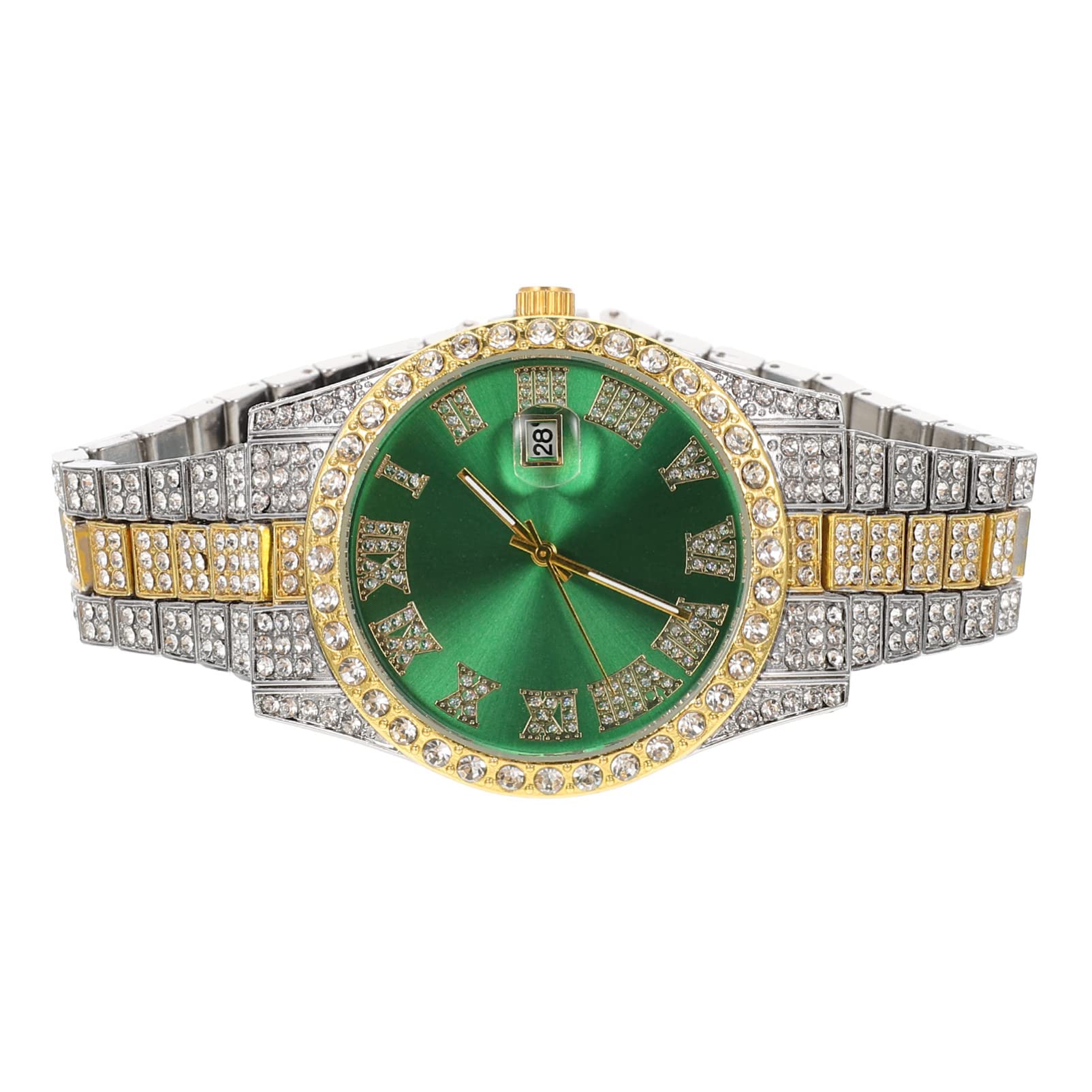 Hemobllo Luxury Men's Diamond Watch - Elegant Diamond-Encrusted Stainless Steel Wristwatch for Men - Perfect for Formal Events, Business Meetings & Special Occasions