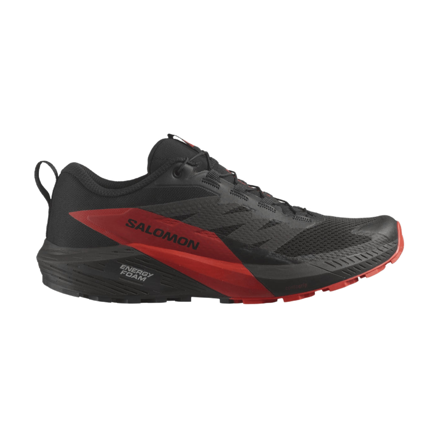 Salomon Sense Ride 5 Trail Running Shoes for Men - Black/Fiery Red/Black | Size 8.5 D Medium | Lightweight Cushioned Trail Runners for Hiking, Jogging & Outdoor Adventures