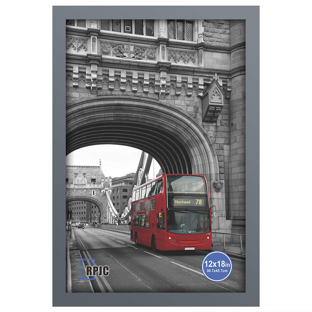 12x18 Inch Solid Wood Poster Frame - Wall Mount Hanging Picture Frame in Grey - Perfect for Home Decor, Office Art Display & Gift Giving