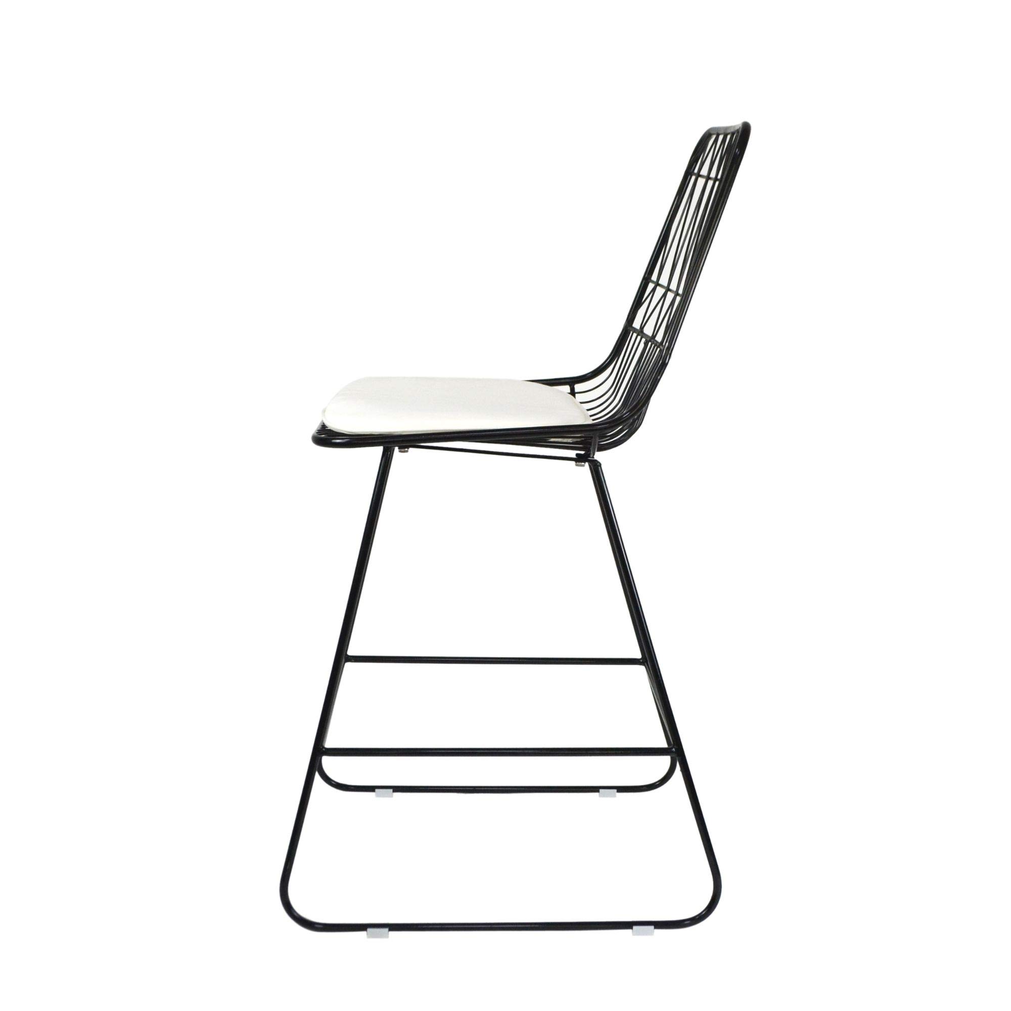 Modern Set of 2 Black & Ivory Geometric Outdoor Bar Stools 42