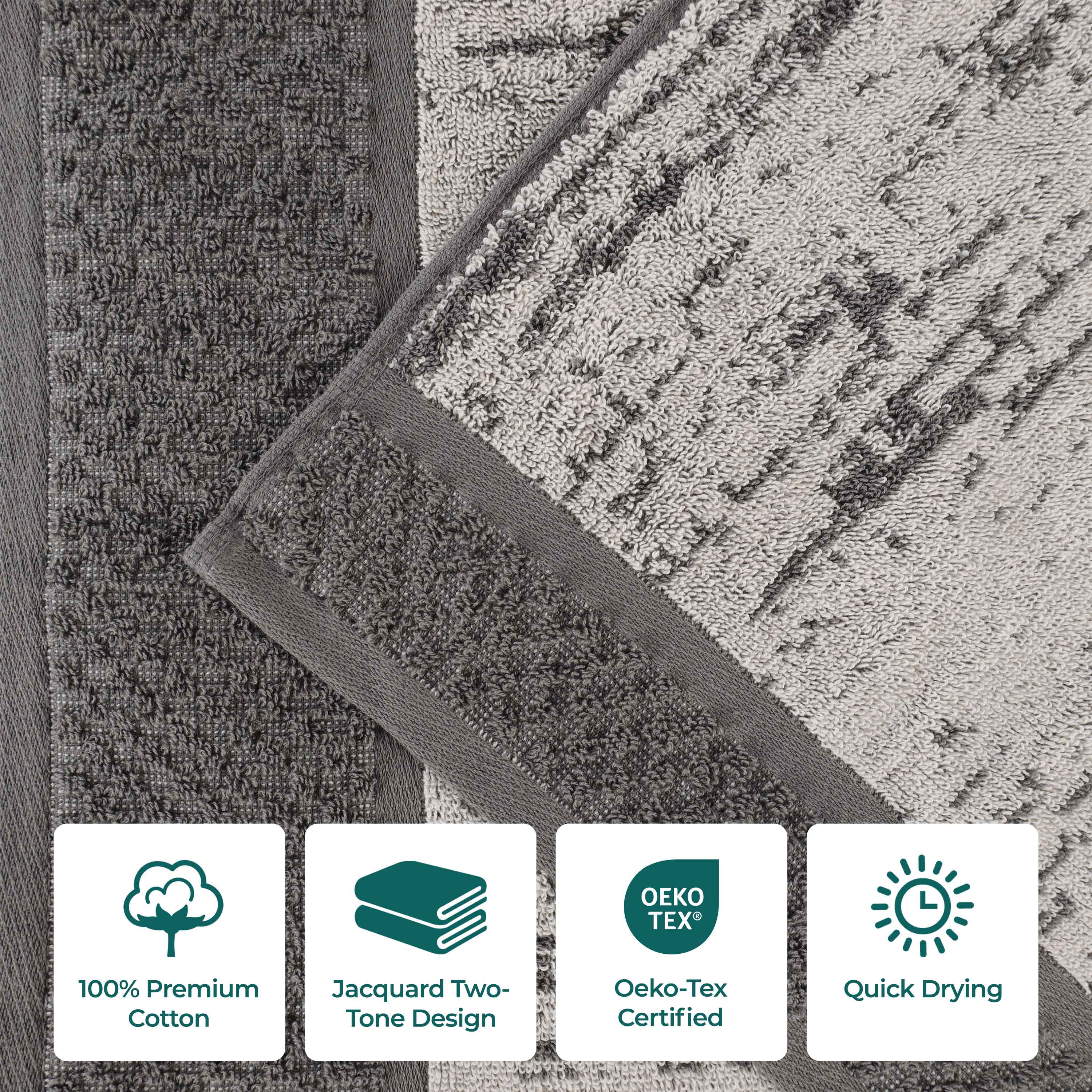 Premium Cotton Plush Soft Absorbent 2-Tone 3-Piece Bath Towel Set for Spa, Gym & Luxury Home Use