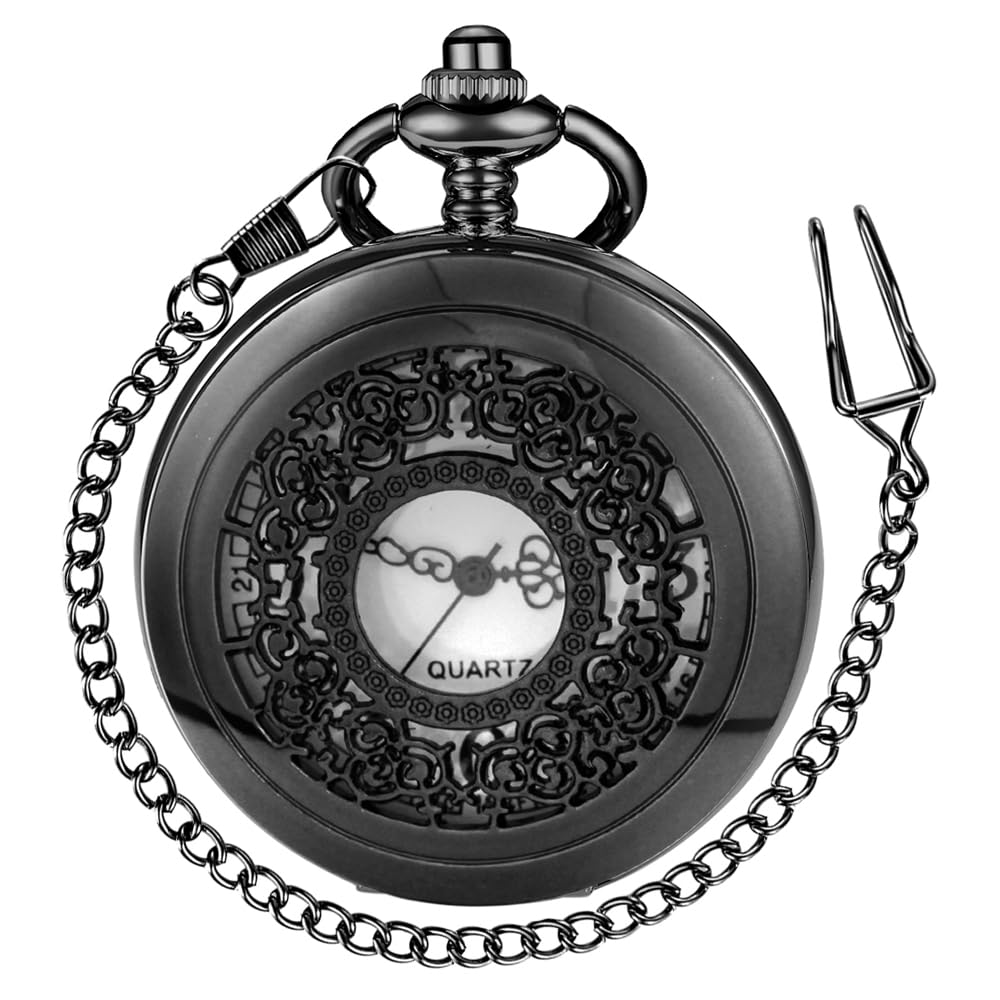 Customizable Smooth Pocket Watch for Men - Personalized Engraved Gift with Chain - Perfect for Father's Day, Weddings & Special Occasions