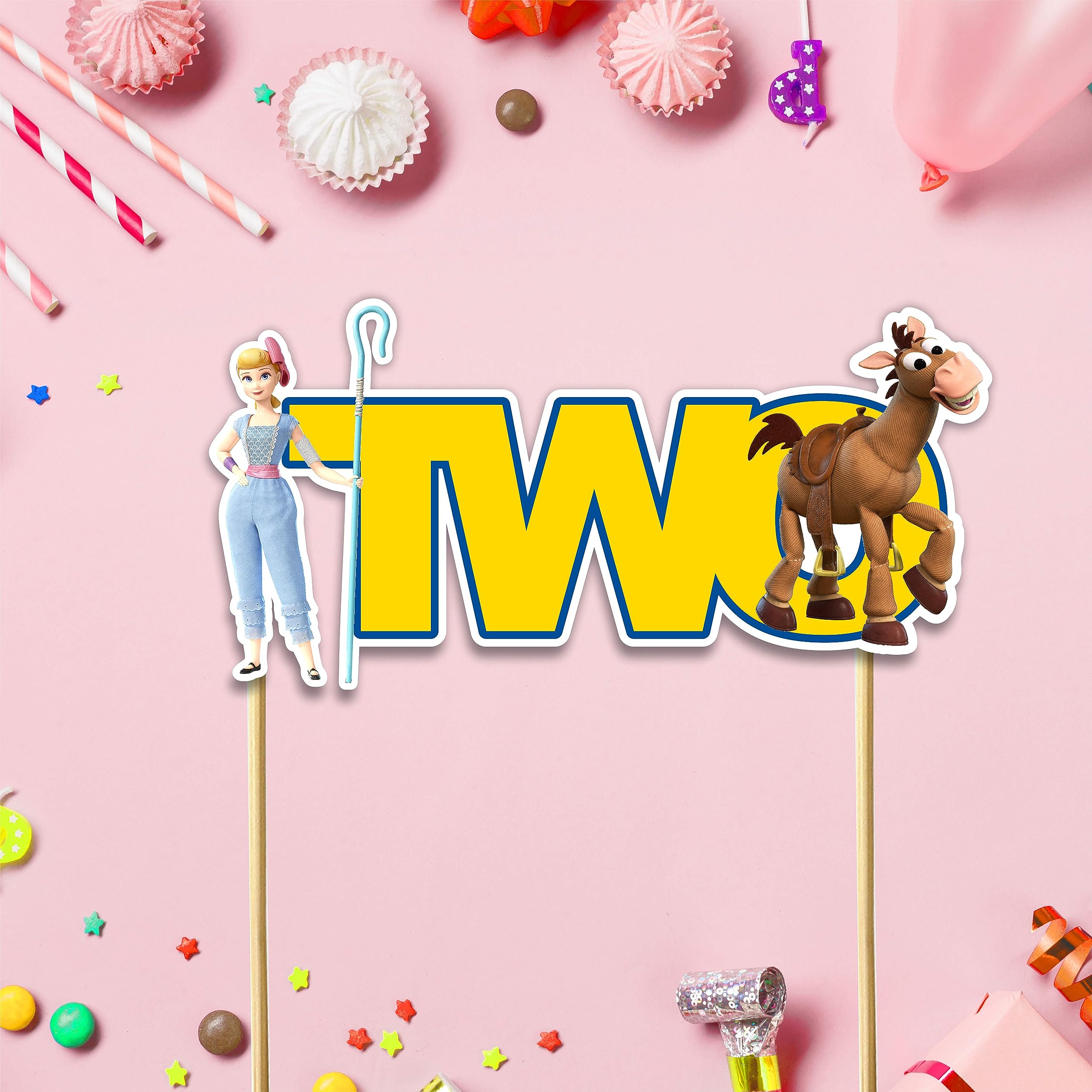 Seyal® Toy Story Two Cake Topper - Birthday Party Decorations for Kids, Baby Shower, Disney Themed Celebrations & Special Events