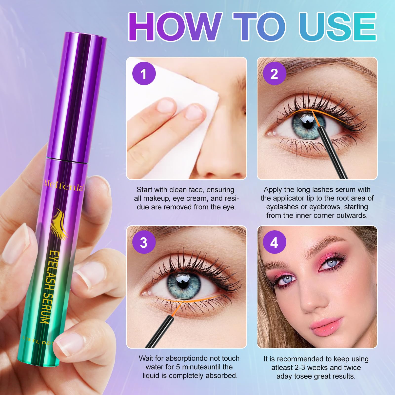 Best Eyelash Growth Serum for Longer, Thicker & Fuller Lashes - Natural Lash Enhancer for Sensitive Eyes - Non-Irritating Formula for Daily Use at Home or Salon