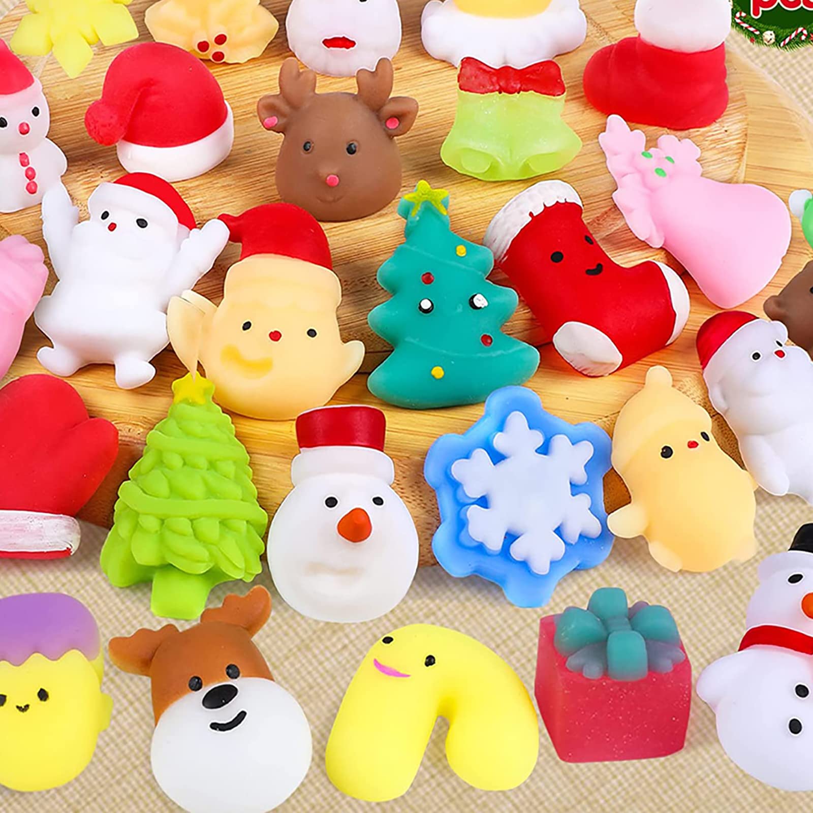 48Pcs Christmas Squishy Toys for Kids - Soft Mochi Stress Relief Sensory Toys, Classroom Prizes, Party Favors, Pinata Fillers, Stocking Stuffers - Perfect for Holiday Gifts, School Rewards & Stress Relief for Boys and Girls