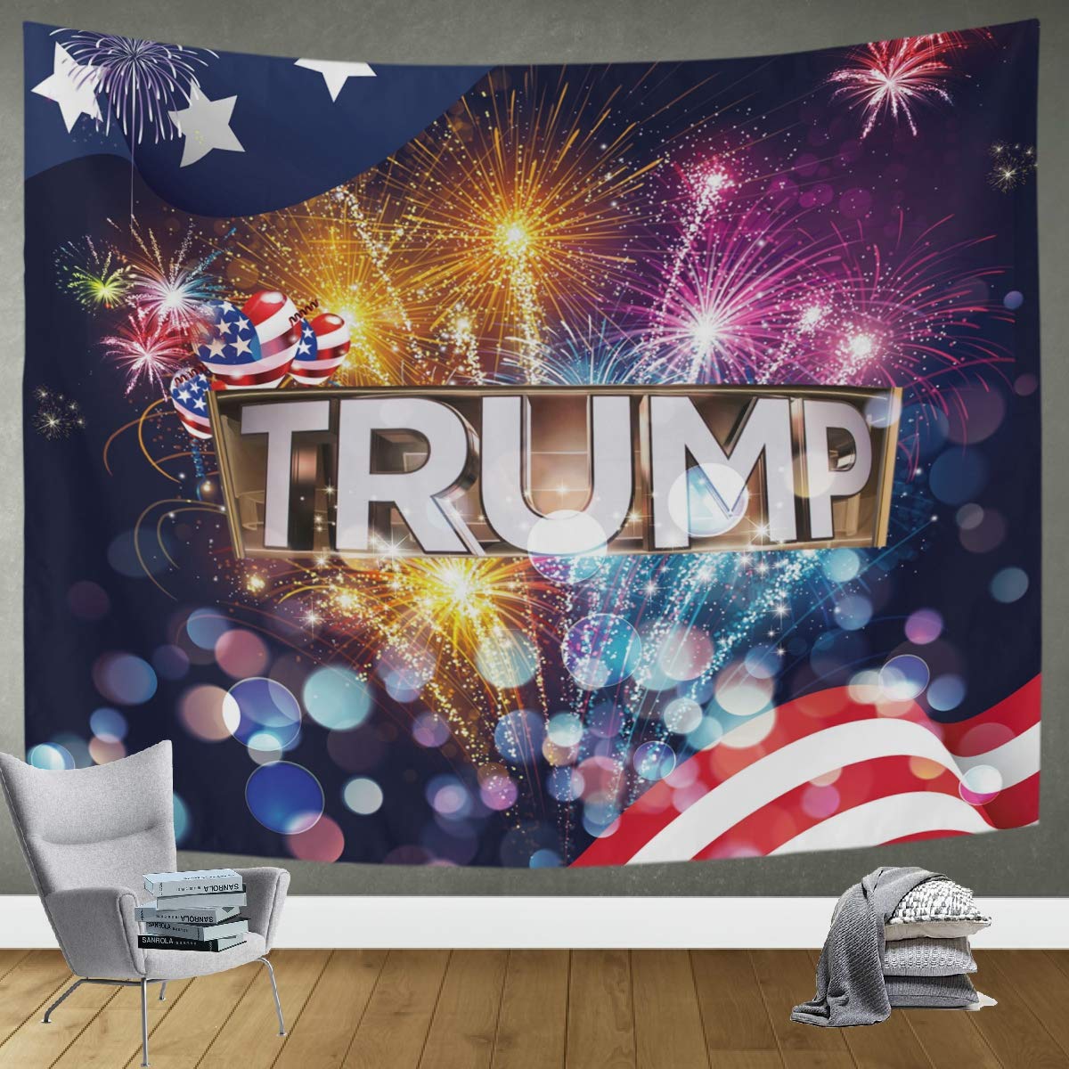 DOMIKING Donald Trump 2020 Tapestry - 90x60in Large Wall Hanging for Bedroom & Living Room Decor | Patriotic Home Wall Art, Dorm Room Blanket, Party Backdrop
