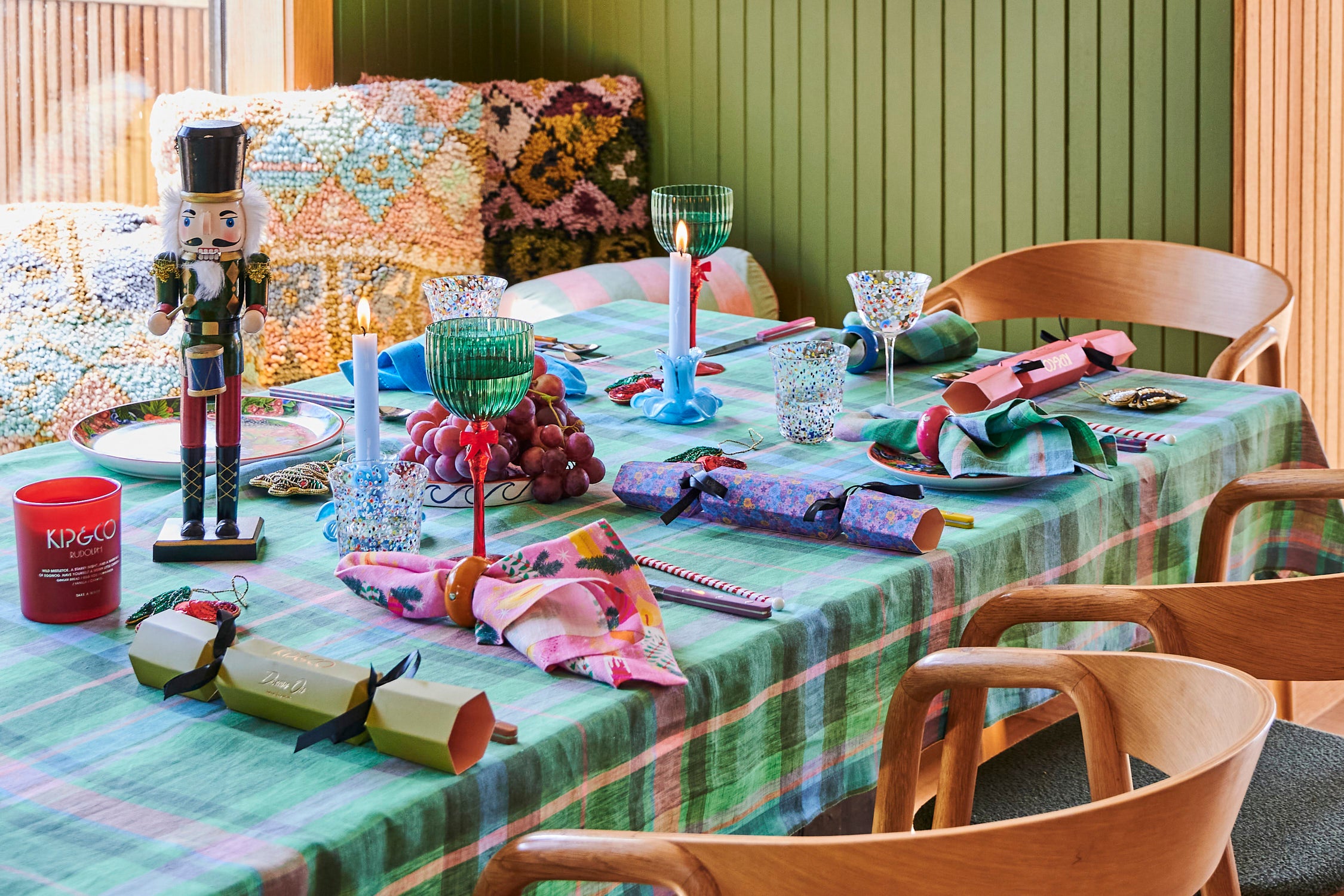 Jewel Of The Nile Tartan Linen Tablecloth - Elegant Egyptian-Inspired Checkered Table Cover for Dining, Parties & Home Decor