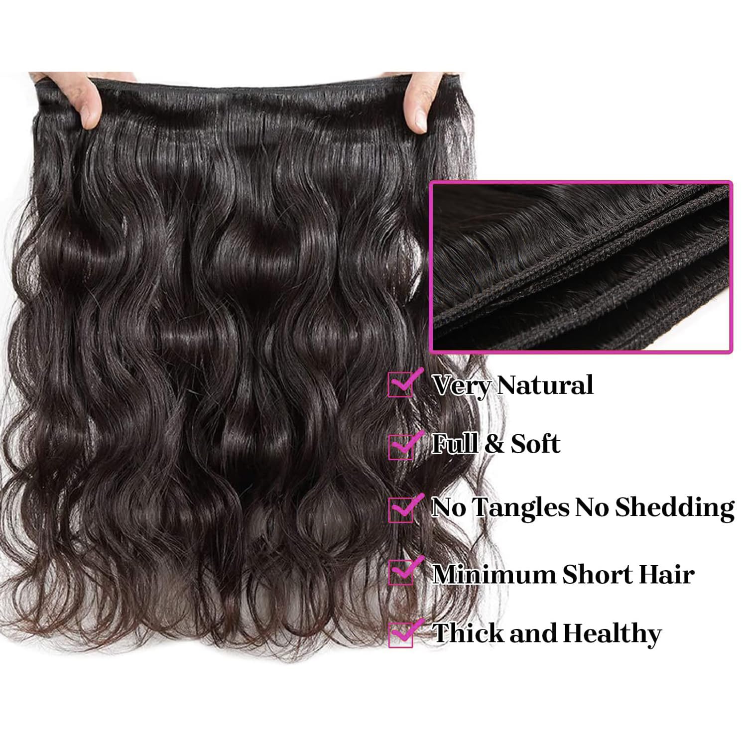 20 22 24 26 Inch Body Wave Human Hair Bundles - 100% Unprocessed Brazilian Virgin Hair Extensions (4 Bundles) for Women - Natural Black Color | Perfect for Styling, Weaving, and Everyday Wear