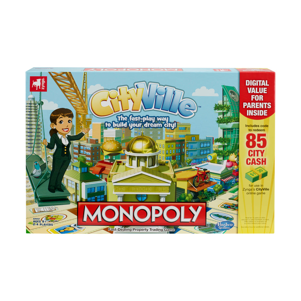 Hasbro CityVille Monopoly Urban Development Board Game - Family Strategy Game for City Building & Property Trading Fun