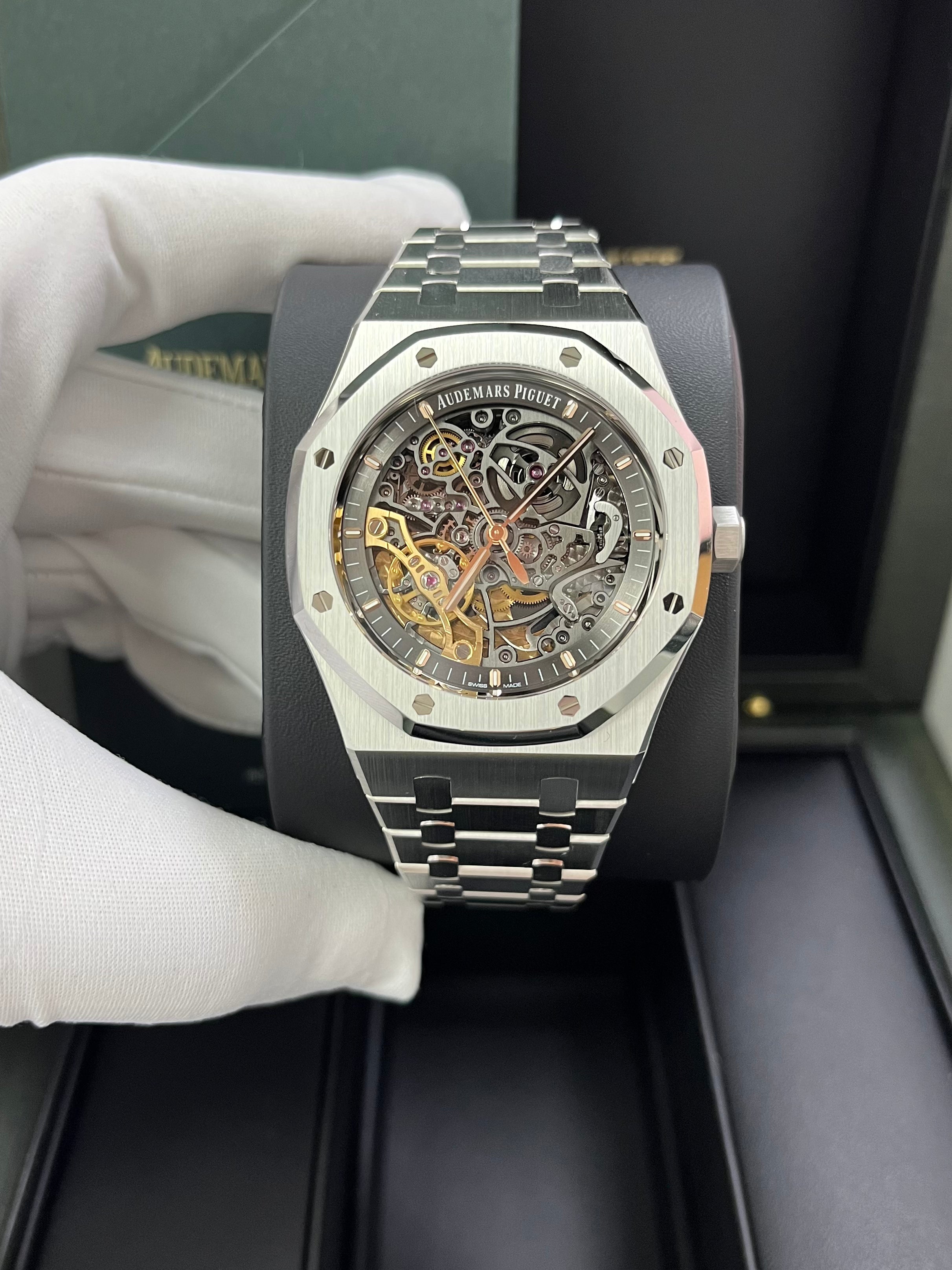 Audemars Piguet Royal Oak 15407ST.OO.1220ST.01 - Stainless Steel Skeleton Watch with Double Balance Wheel & Openwork Dial - Luxury Men's Timepiece for Business, Gala & Special Occasions