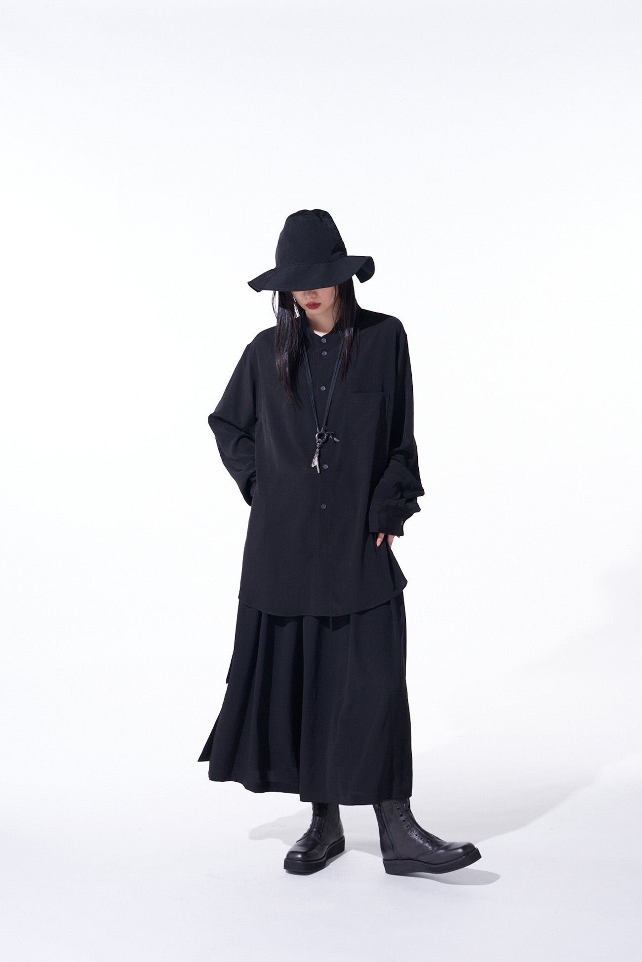 CREPE de CHINE LOOSE FIT STAND COLLAR SHIRT - Women's Elegant Casual Blouse for Office & Weekend Outings