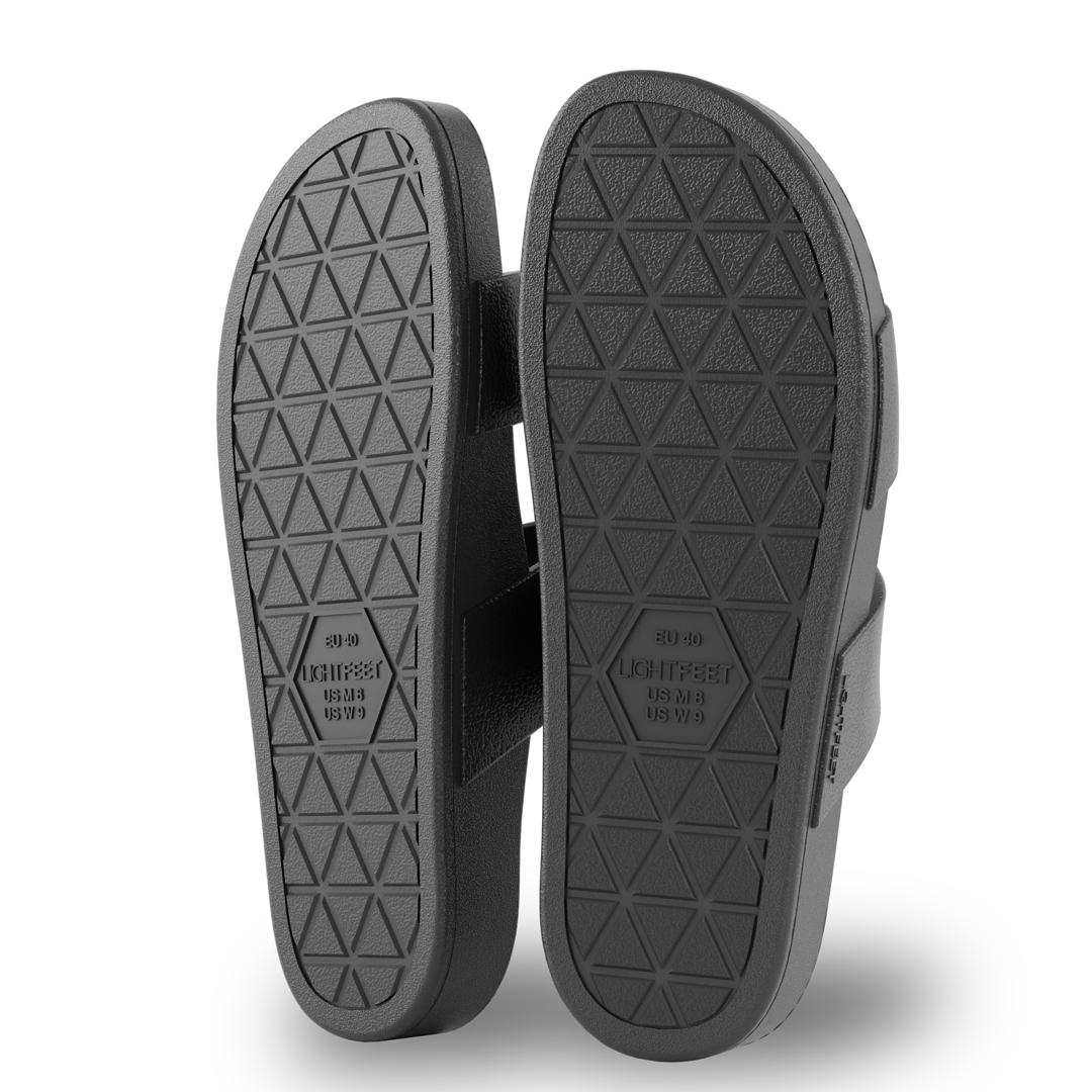 Lightfeet Double Strap Slides for Women - Comfortable Summer Sandals with Arch Support | Black | Perfect for Beach, Pool, and Casual Wear