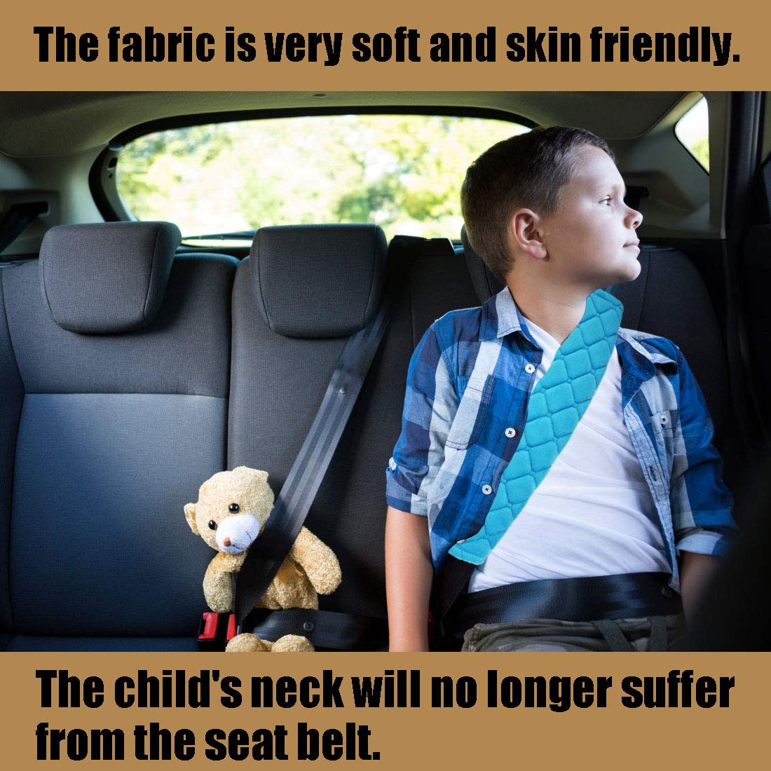 Soft Car Seat Belt Cover Pad 2-Pack - Comfortable Safety Belt Shoulder Protector for Adults & Kids - Universal Fit for Vehicles, Backpacks, Laptop Bags (Blue) - Perfect for Long Drives, Commuting & Travel