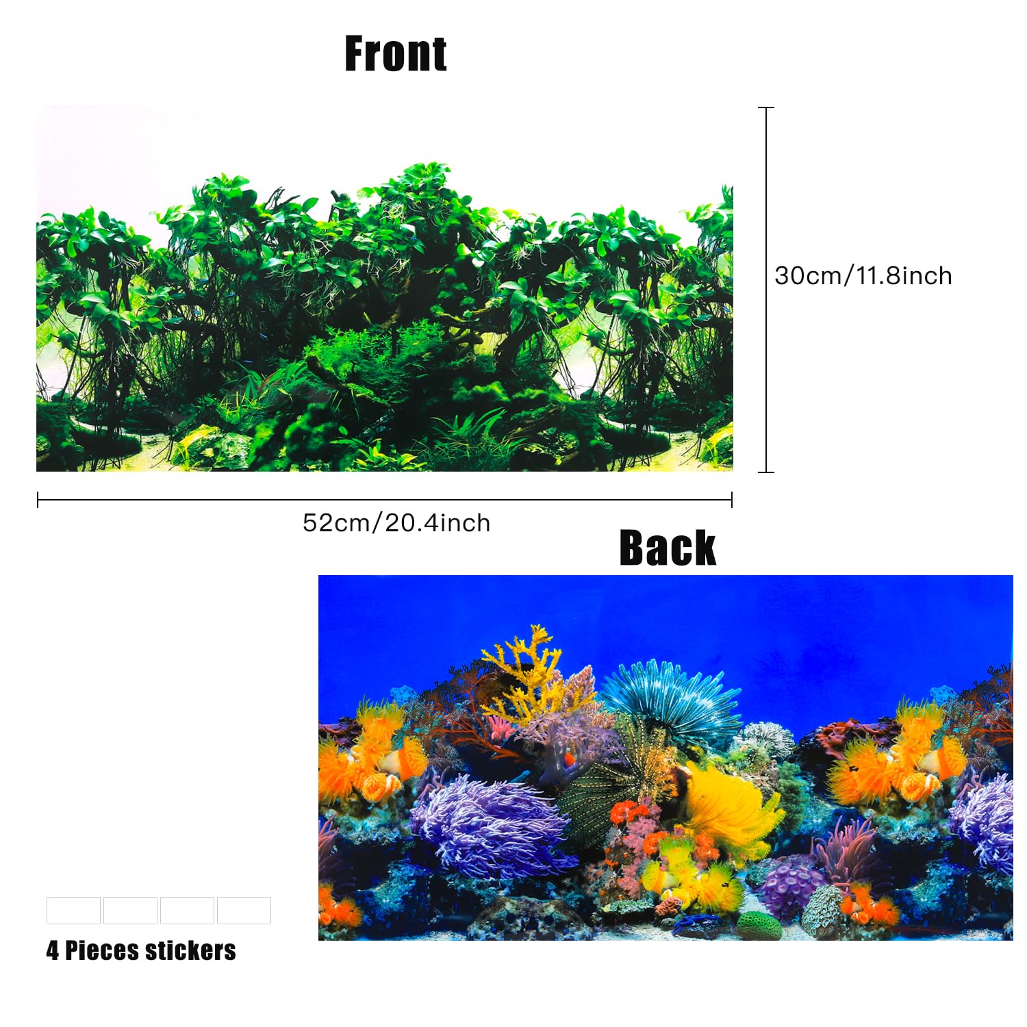 Lainrrew Aquarium Background - 12x21 Inch Fish Tank Decal for Home & Office Decor