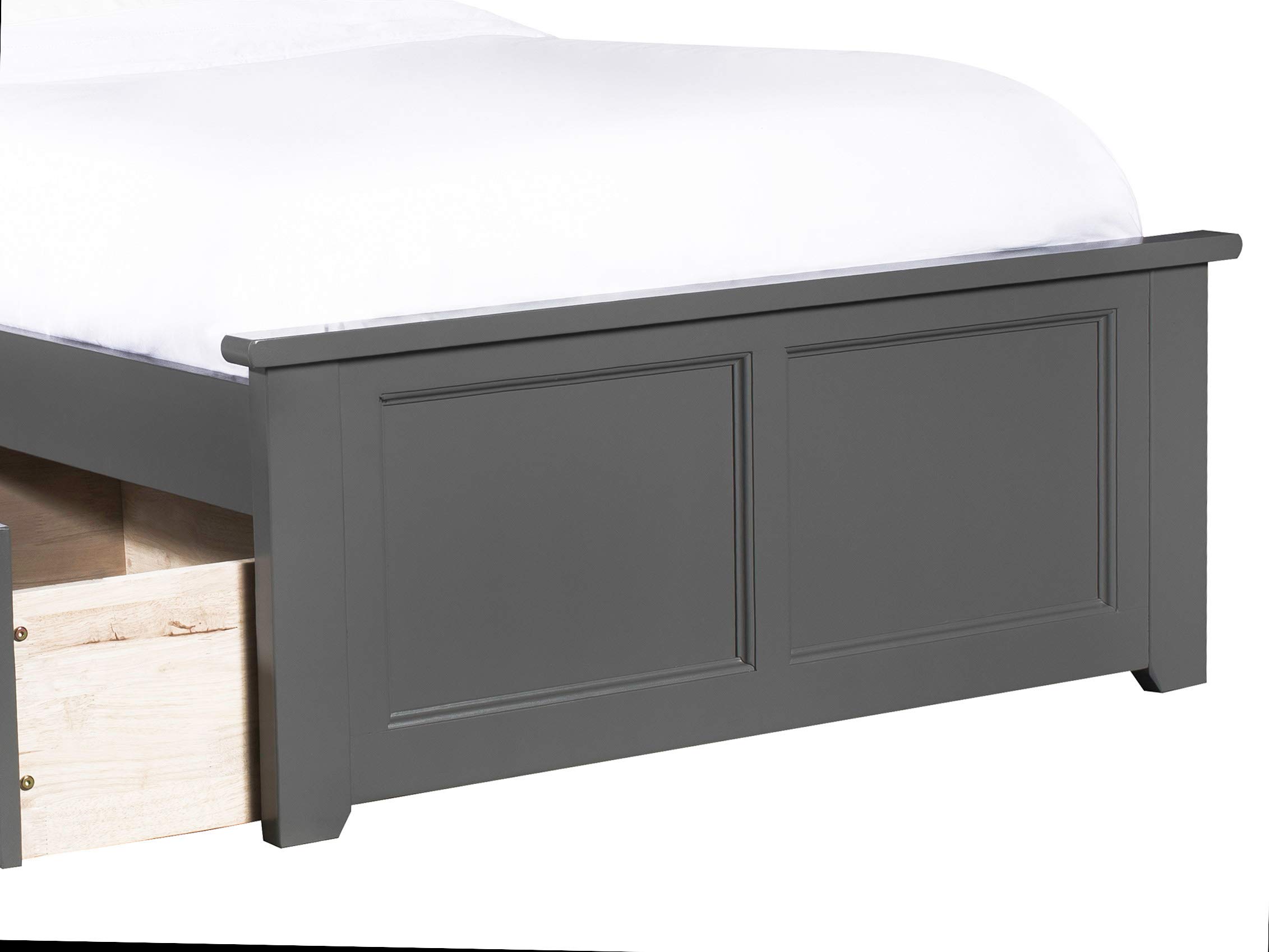 Atlantic Furniture AR8616119 Madison Twin XL Platform Bed with Matching Footboard & 2 Urban Storage Drawers - Space-Saving Grey Bed Frame for Small Bedrooms, Dorms & Guest Rooms