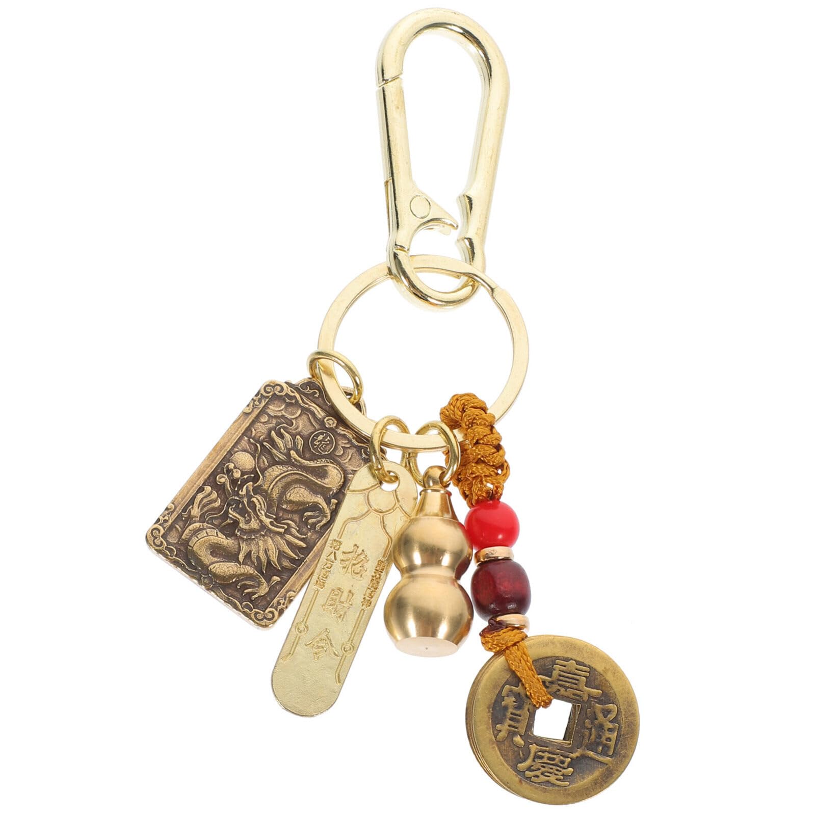 Chinese Feng Shui Keychain - Brass Wu Lou Amulet for Good Luck & Wealth with Feng Shui Coins | Perfect for Backpacks, Purses & Home Decor