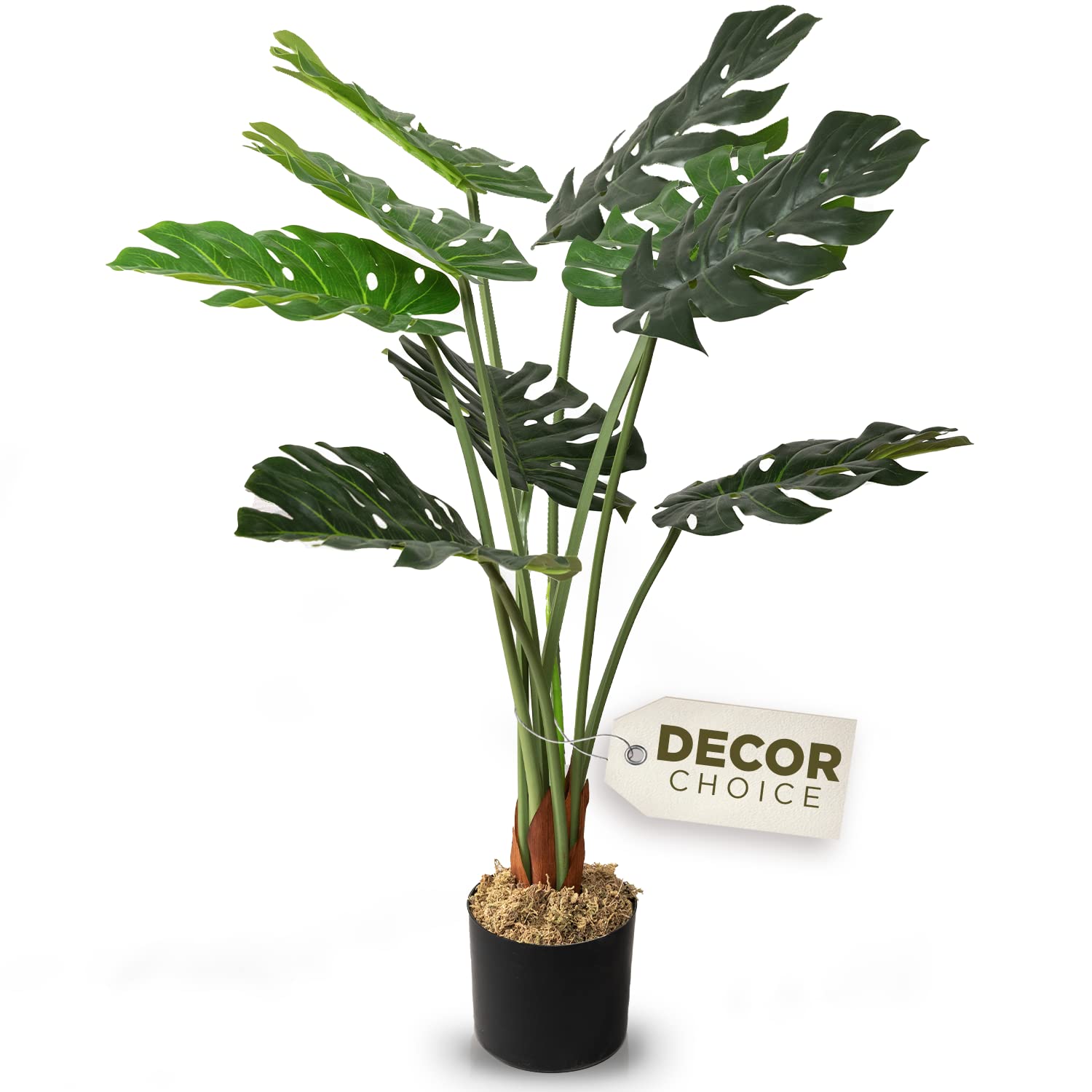 Premium 3ft Artificial Monstera Plant - Large Fake Plant for Indoor Home Decor, Tall Faux Plants for Living Room, Office & Bedroom - Realistic Fake Greenery for Modern Spaces