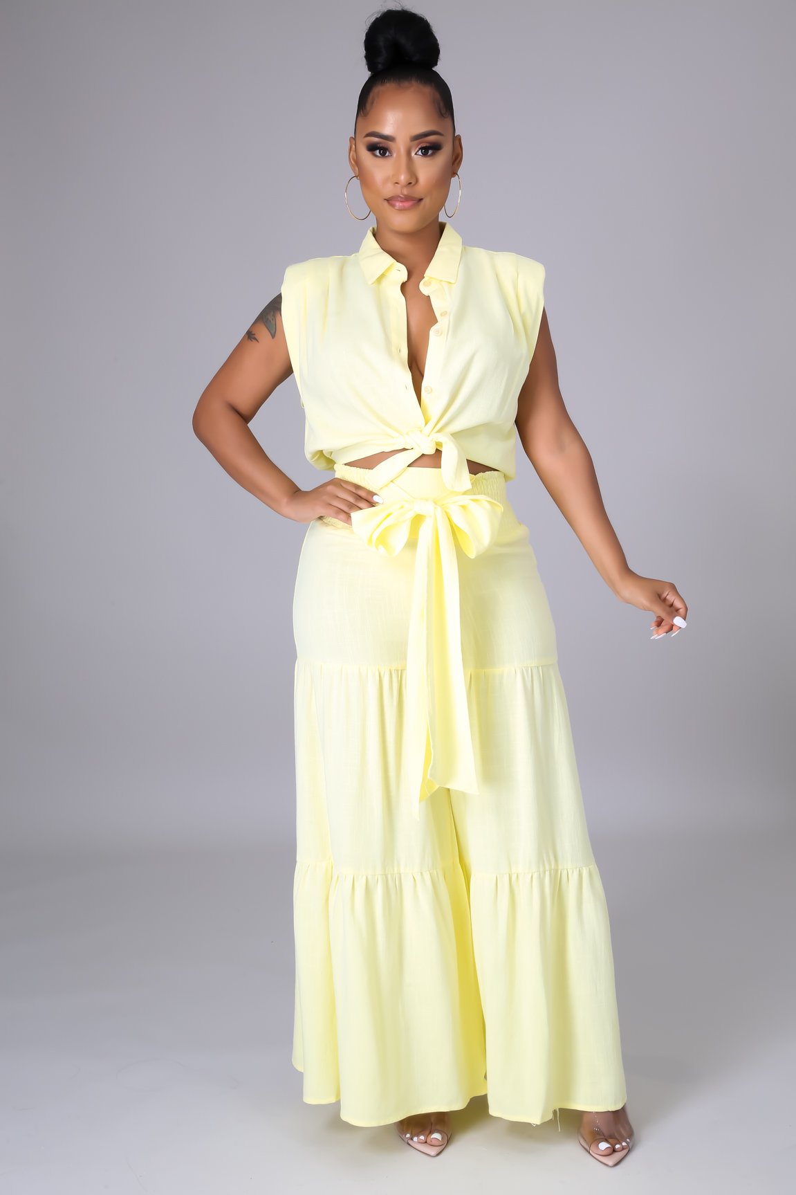 Stylish Yellow 2-Piece Pant Set for Women - Comfortable Lounge & Casual Outfit - Perfect for Beach, Travel, and Relaxation